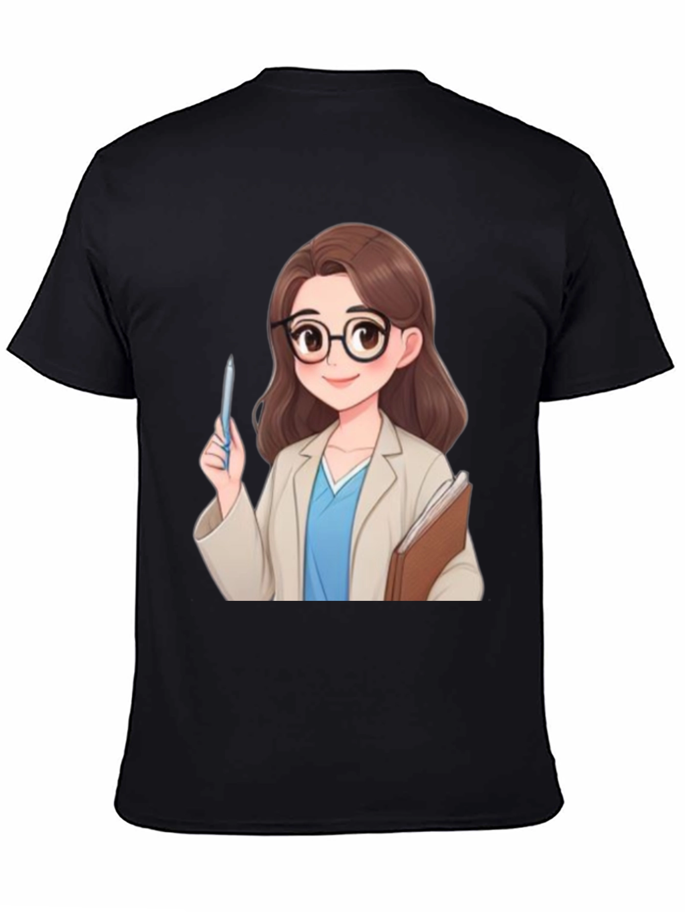Cartoon Doctor Graphic Tee - Black