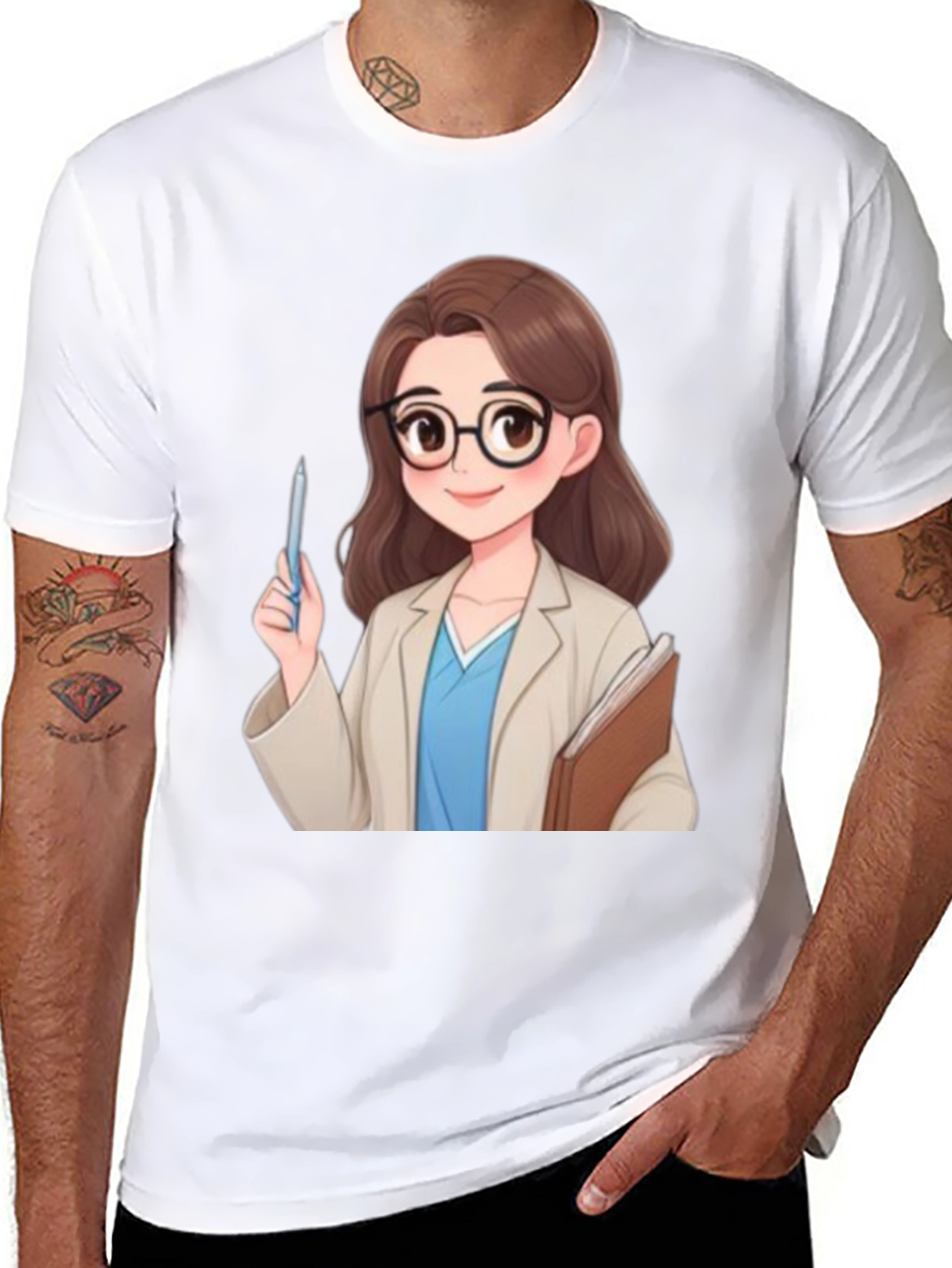 Cartoon Doctor Graphic Tee - Black