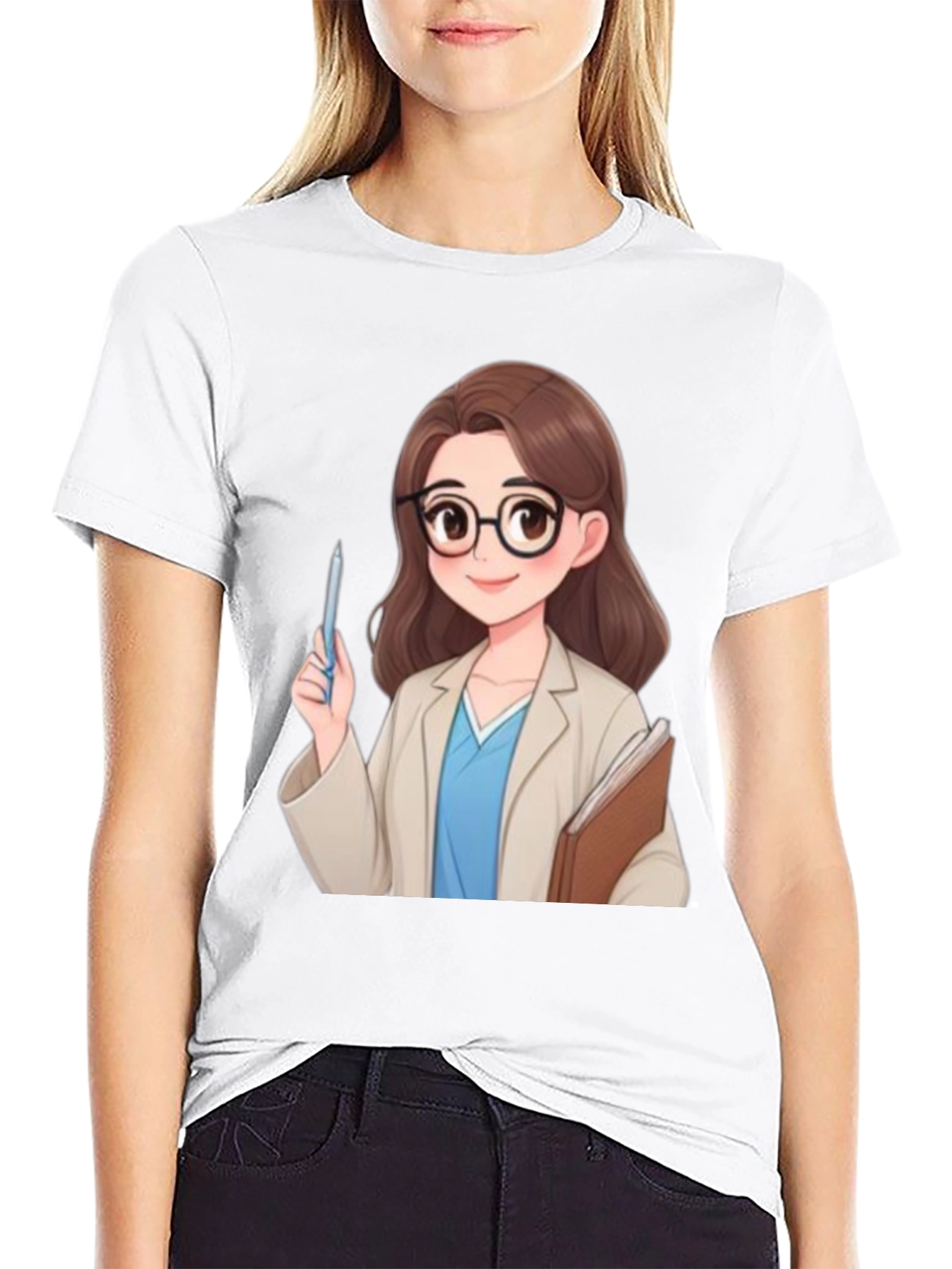 Cartoon Doctor Graphic Tee - Black