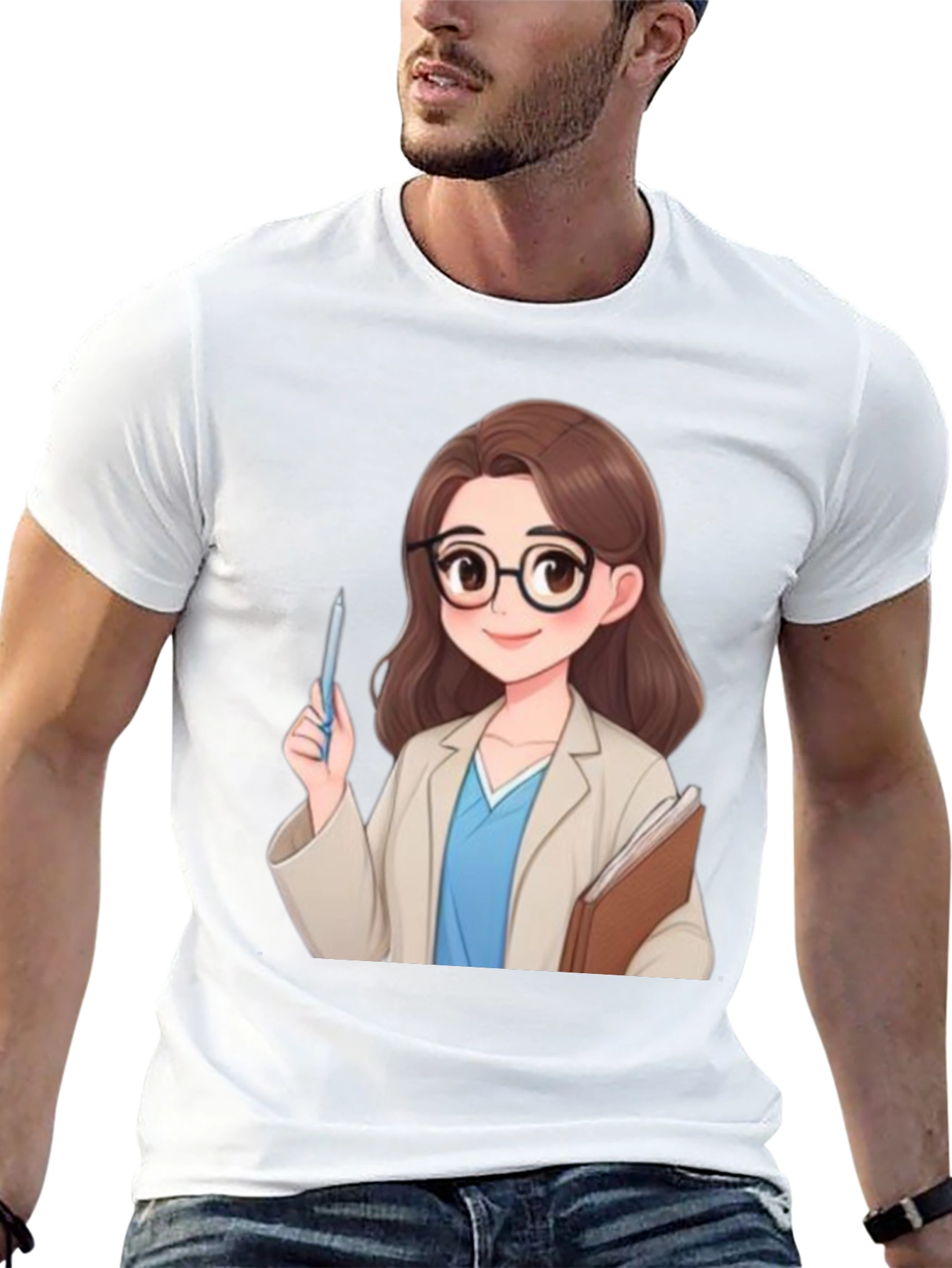 Cartoon Doctor Graphic Tee - Black