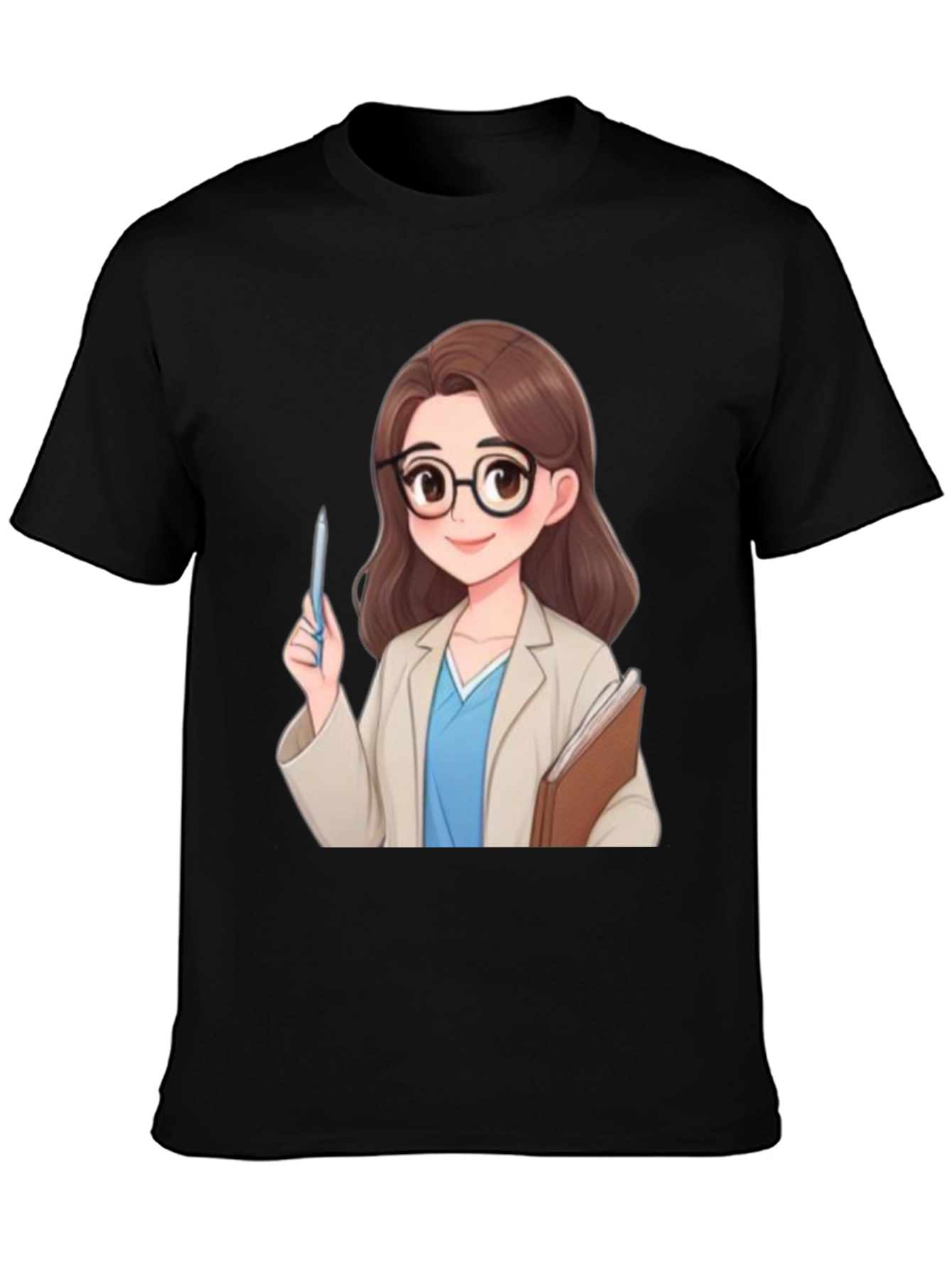 Cartoon Doctor Graphic Tee - Black