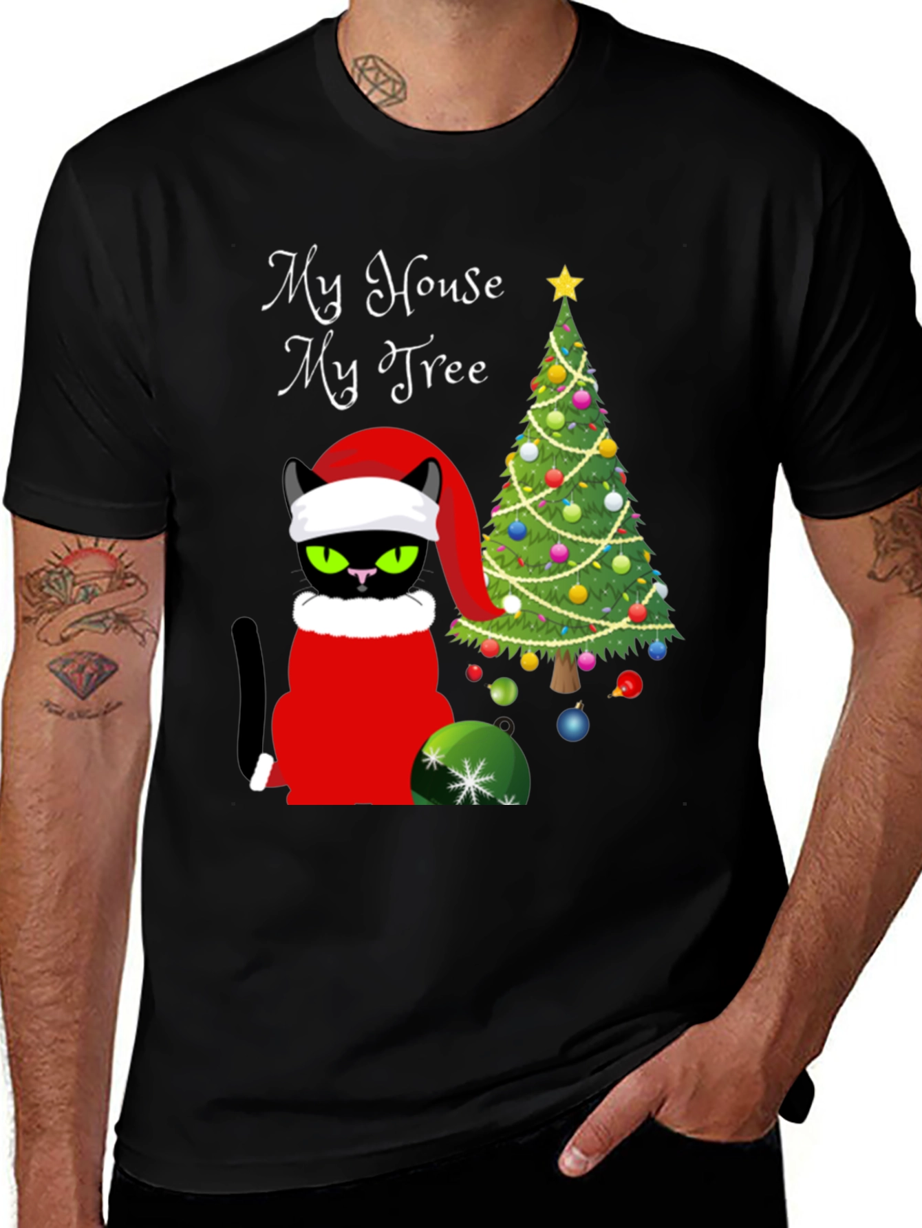 Grumpy Cat Christmas T-Shirt: My House My Tree