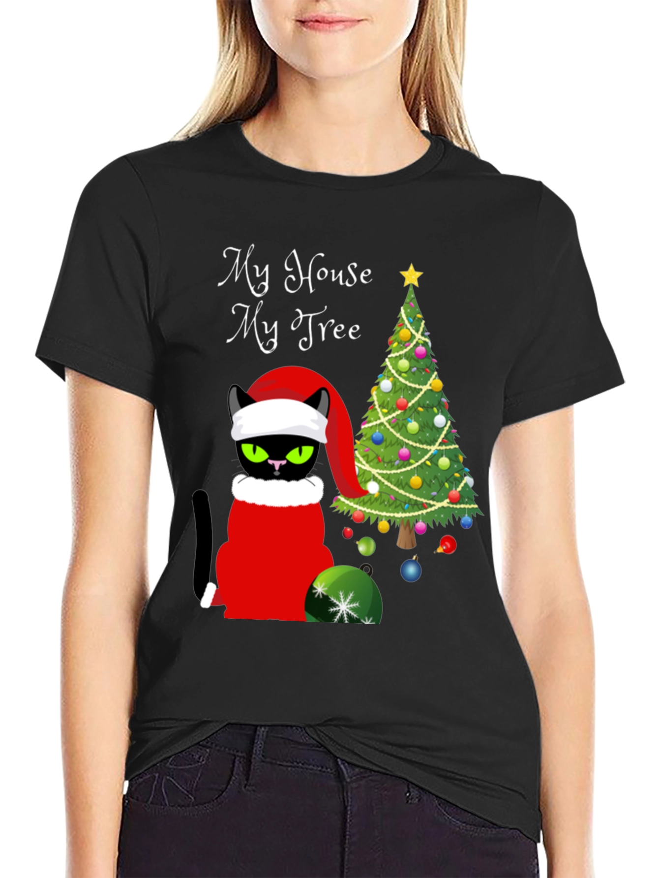 Grumpy Cat Christmas T-Shirt: My House My Tree