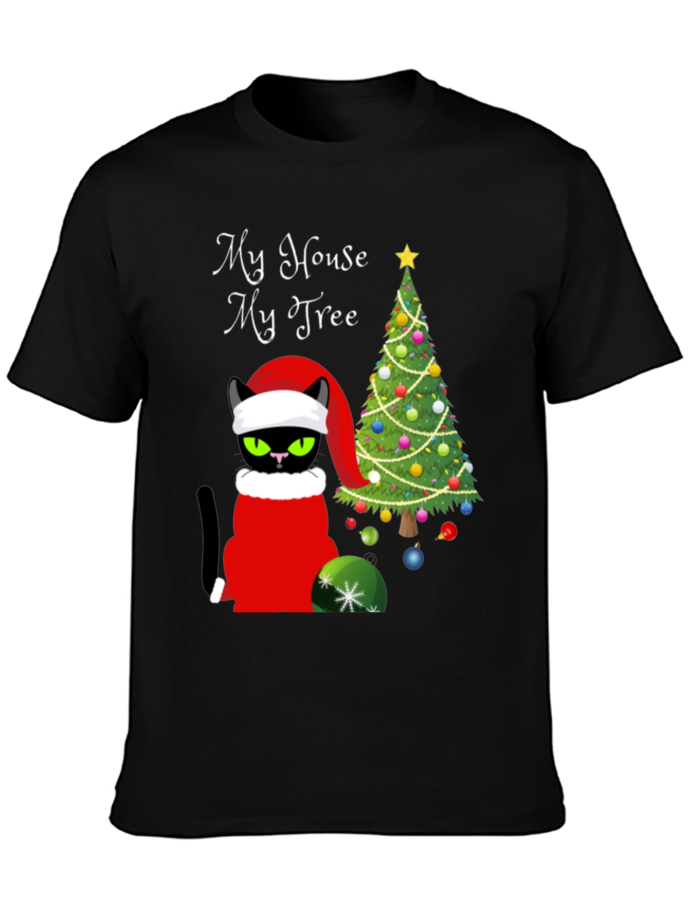 Grumpy Cat Christmas T-Shirt: My House My Tree