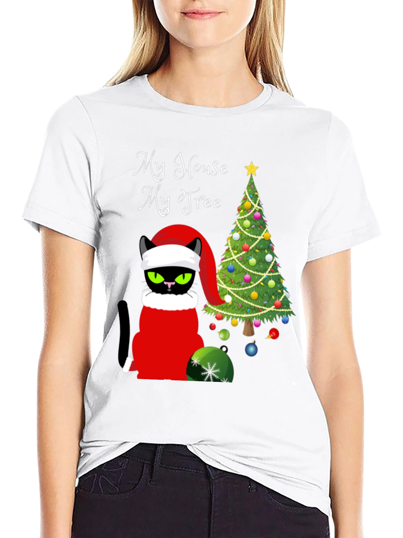 Grumpy Cat Christmas T-Shirt: My House My Tree