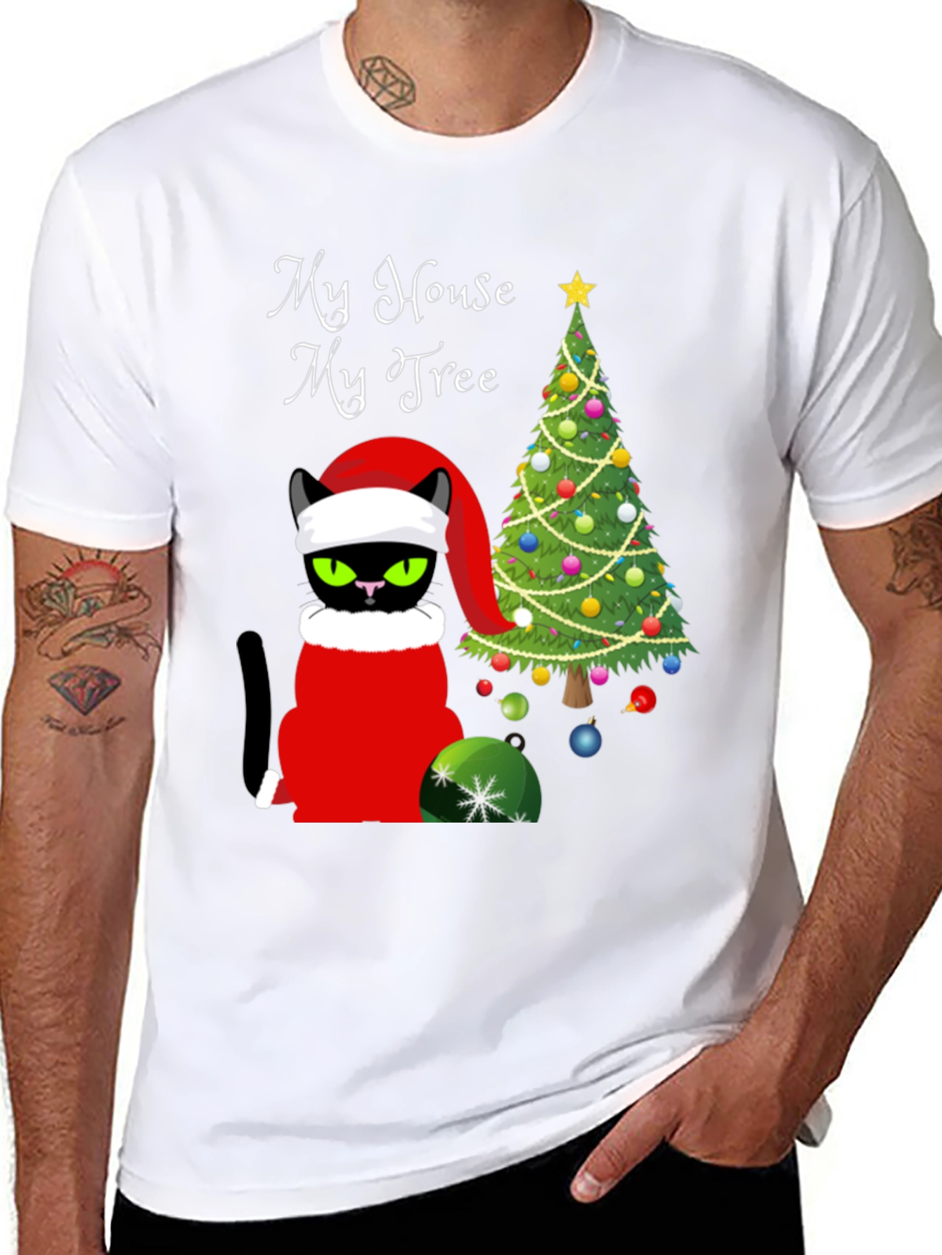 Grumpy Cat Christmas T-Shirt: My House My Tree