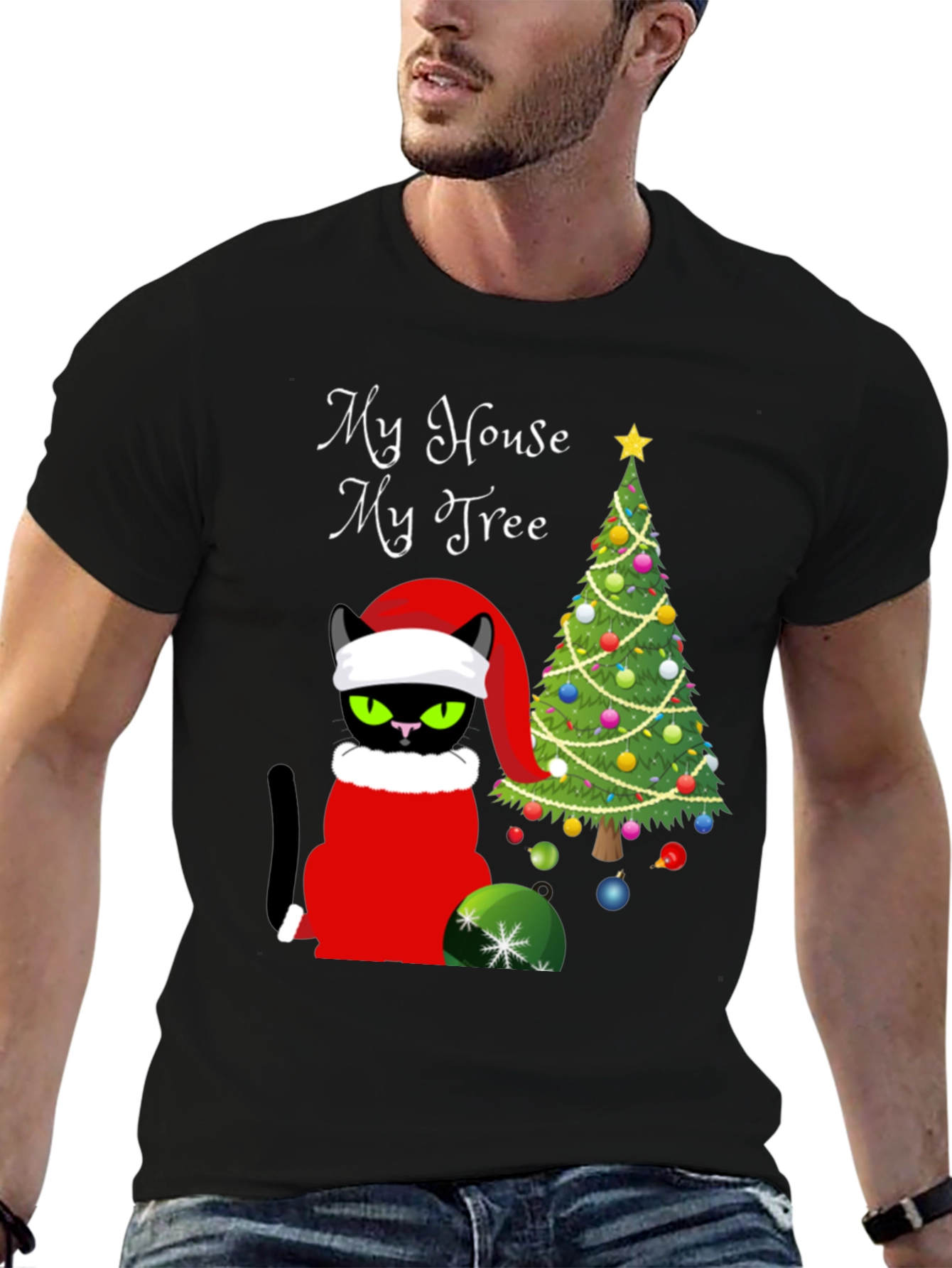 Grumpy Cat Christmas T-Shirt: My House My Tree