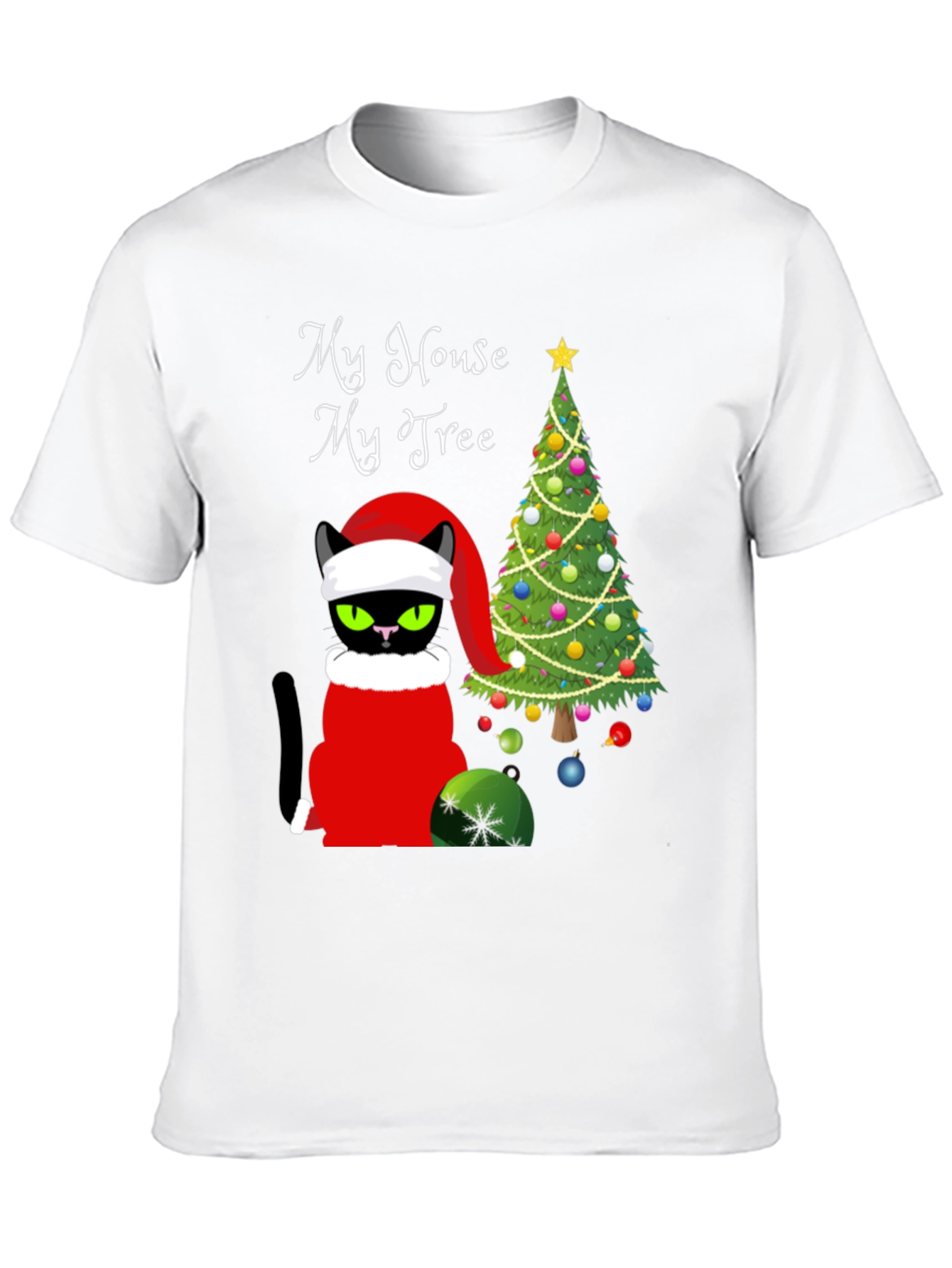 Grumpy Cat Christmas T-Shirt: My House My Tree