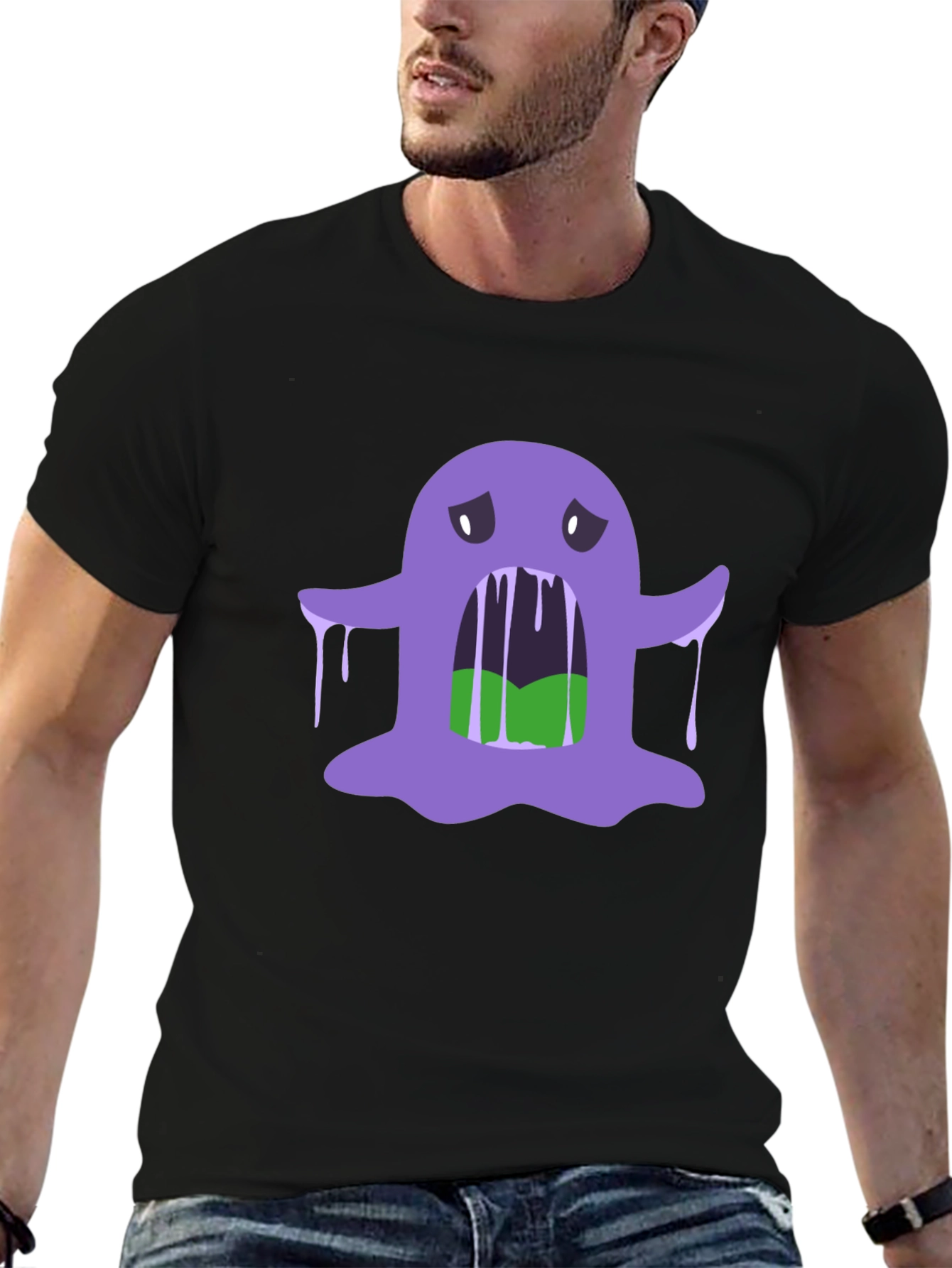 Spooky Purple Slime Monster Graphic Tee