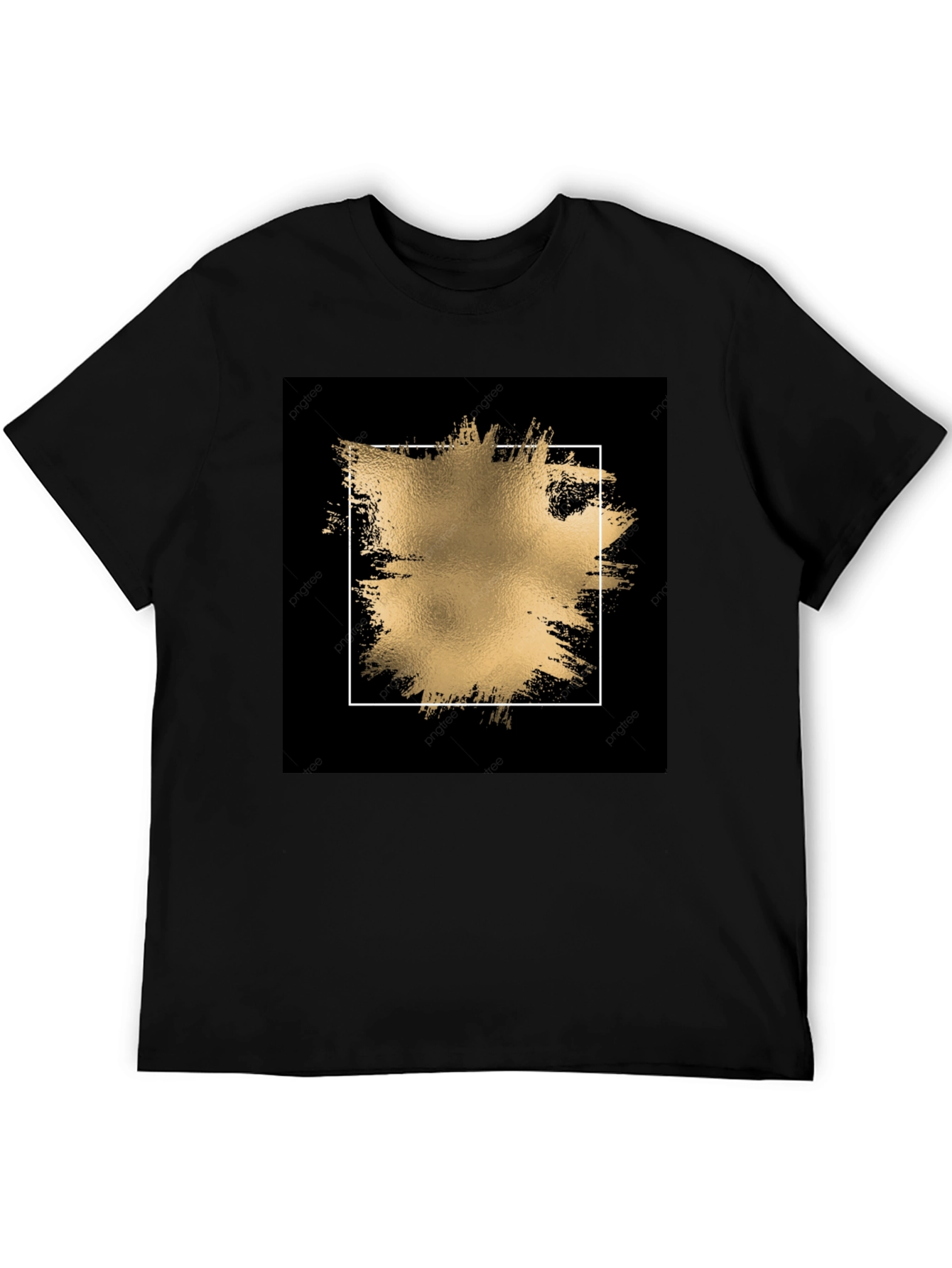 Black Tee with Gold Abstract Square