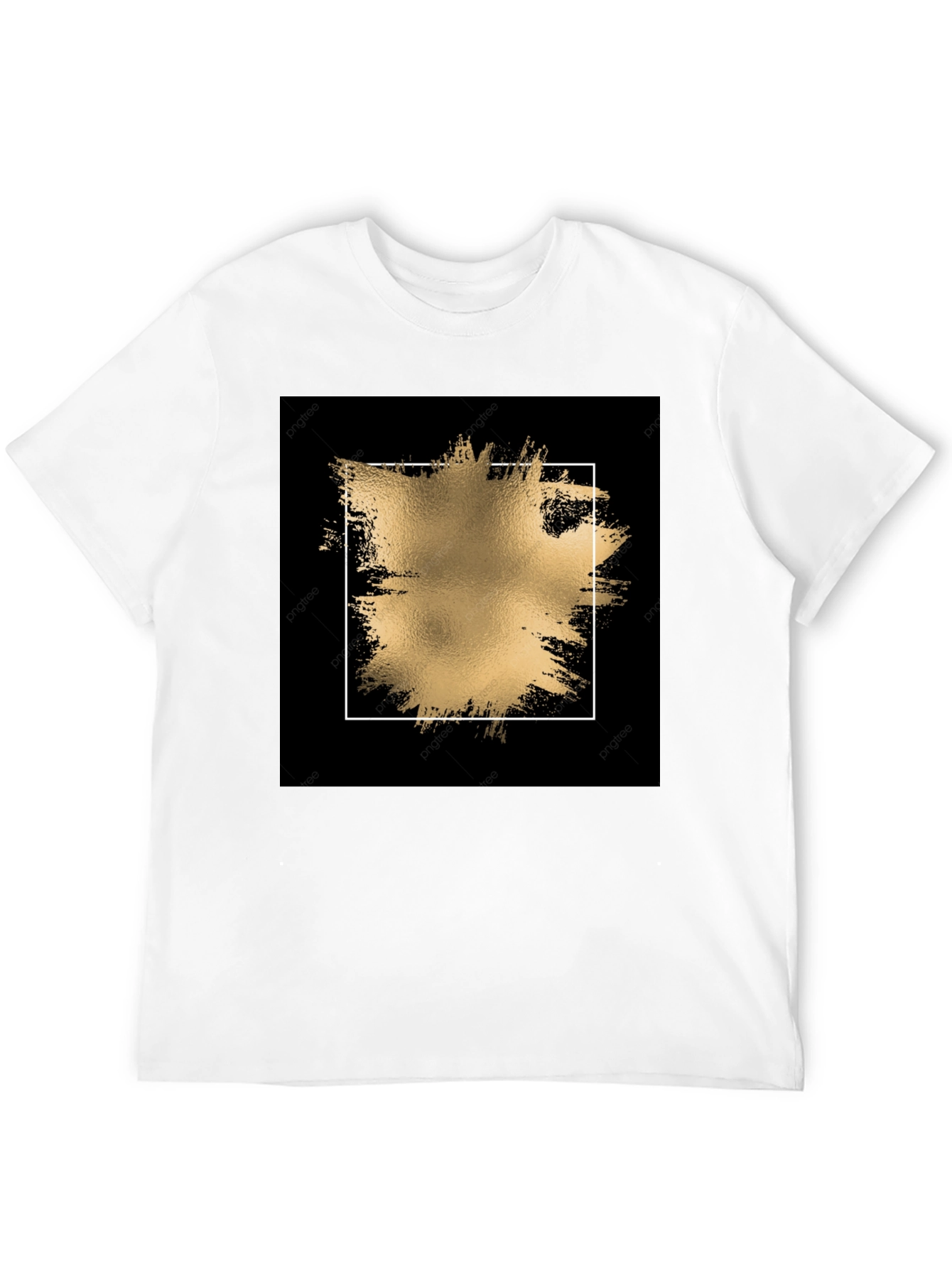Black Tee with Gold Abstract Square