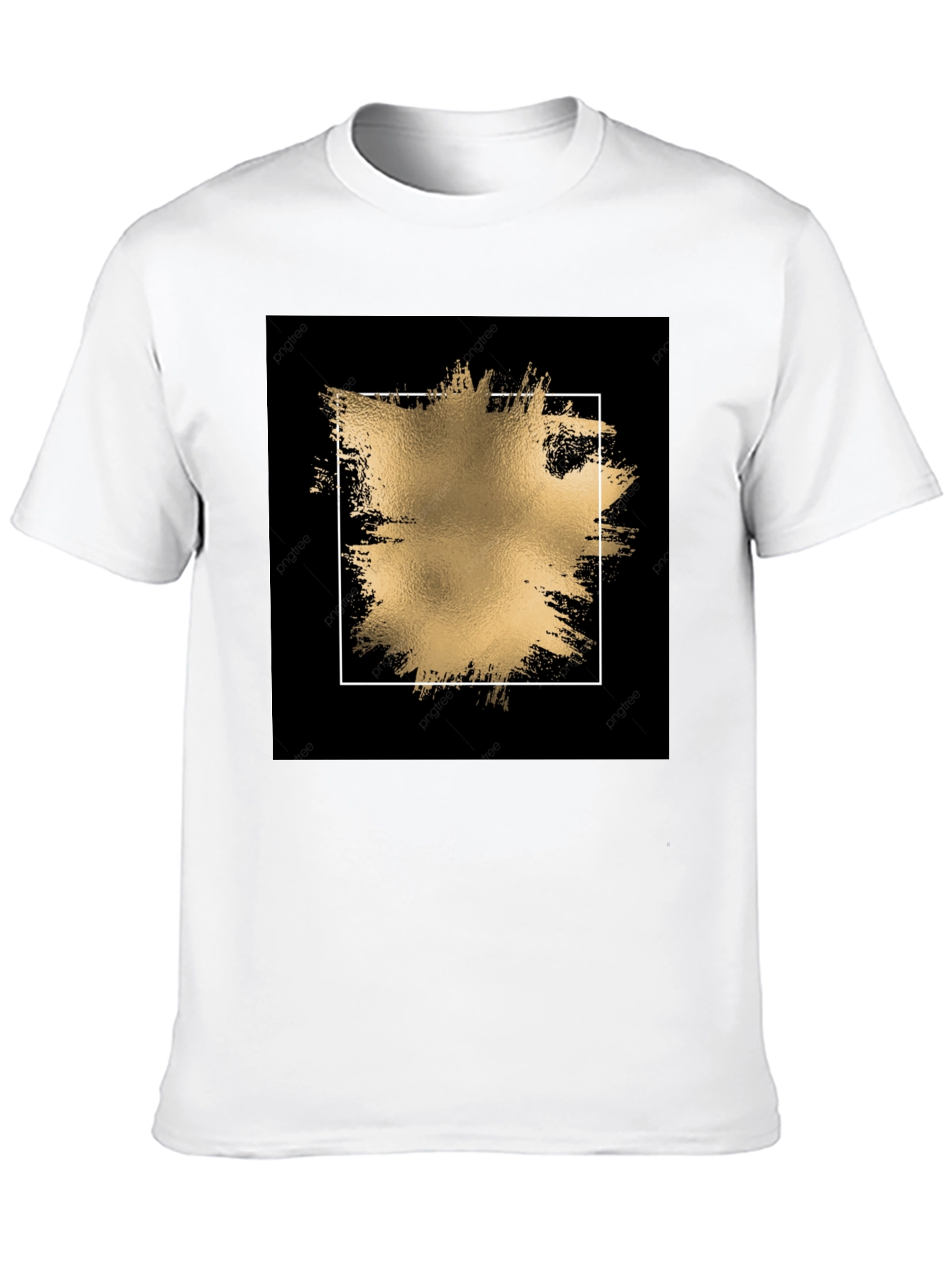 Black Tee with Gold Abstract Square