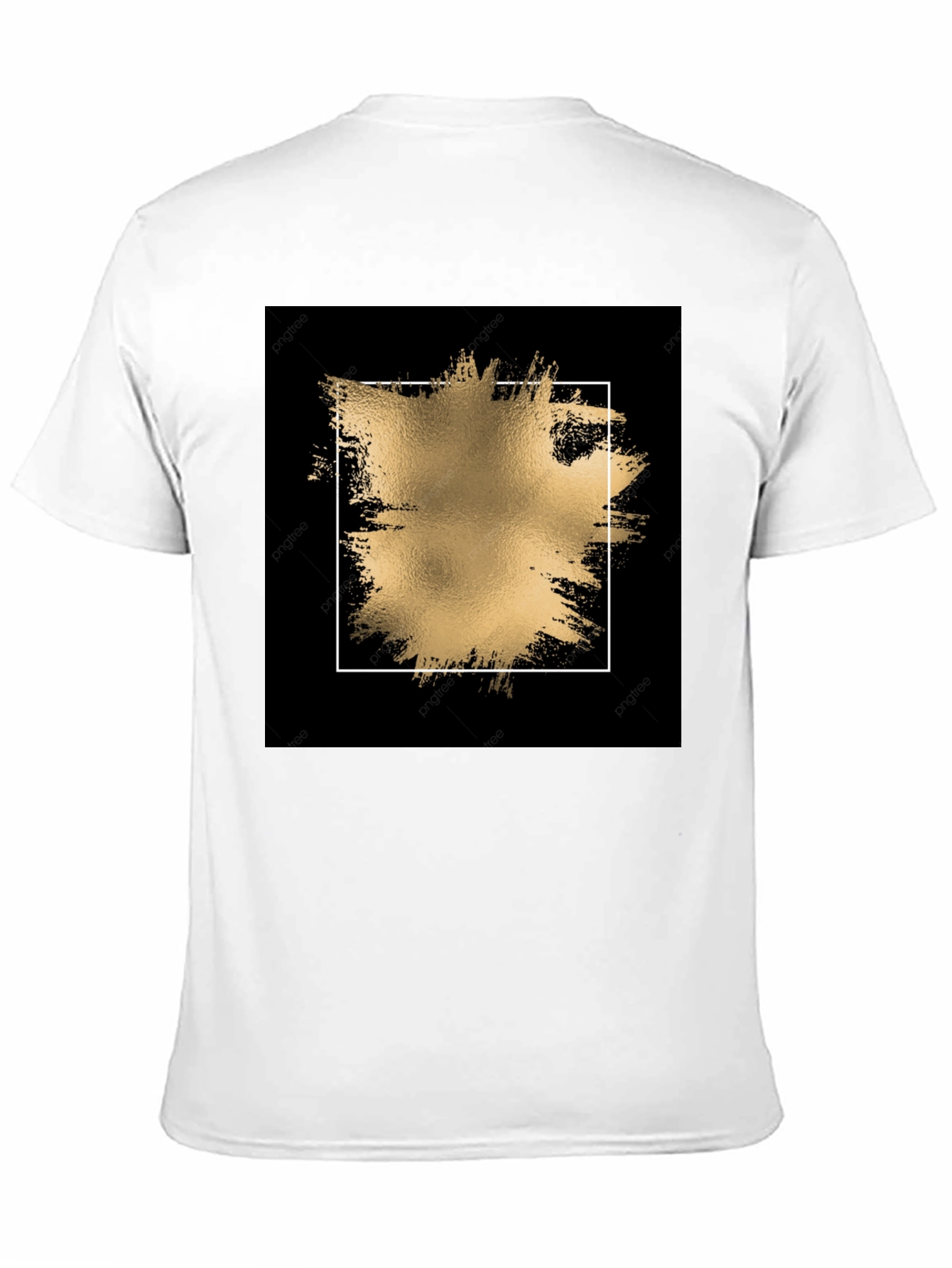 Black Tee with Gold Abstract Square