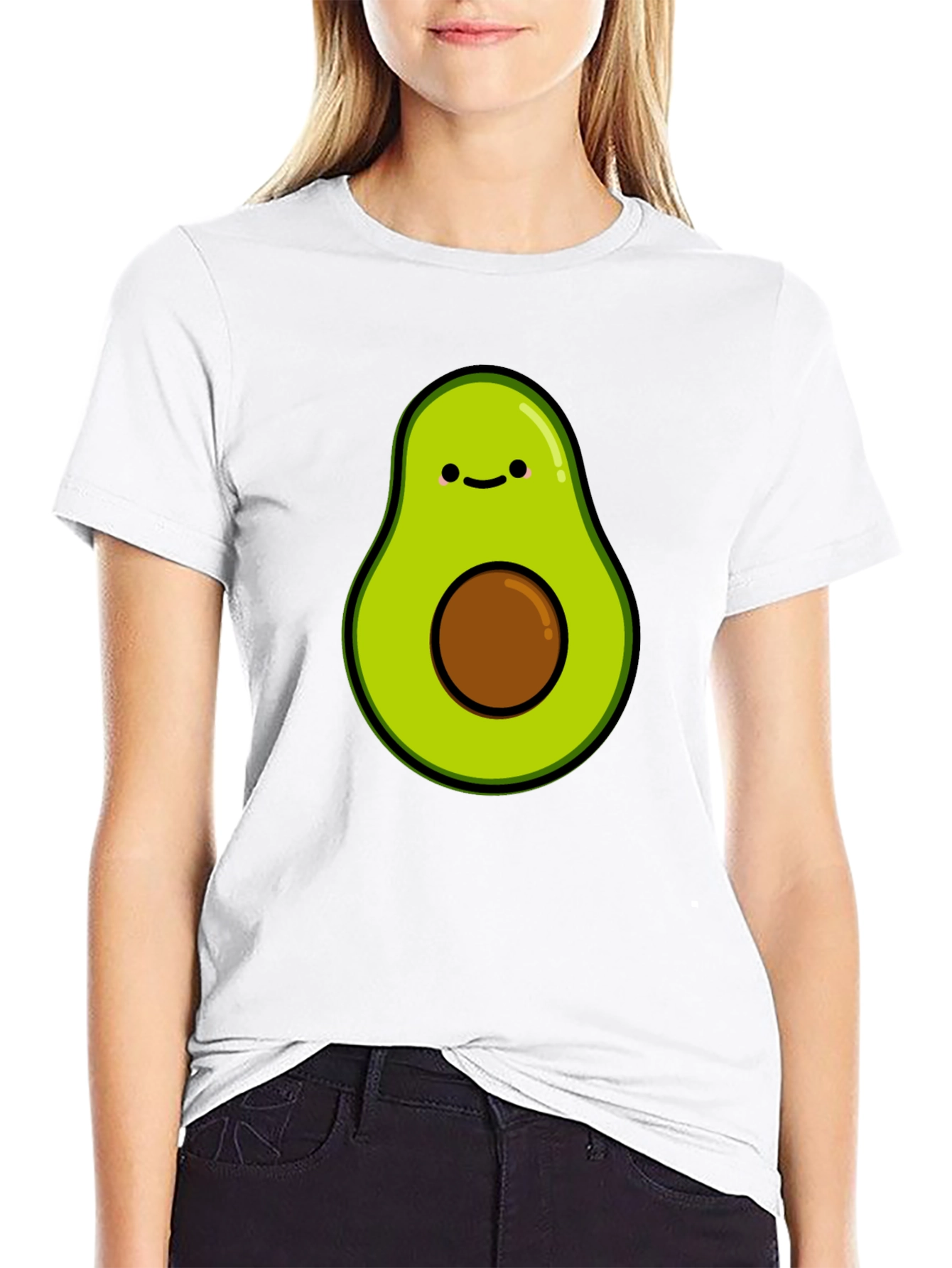 Cute Avocado Graphic T-Shirt - Black