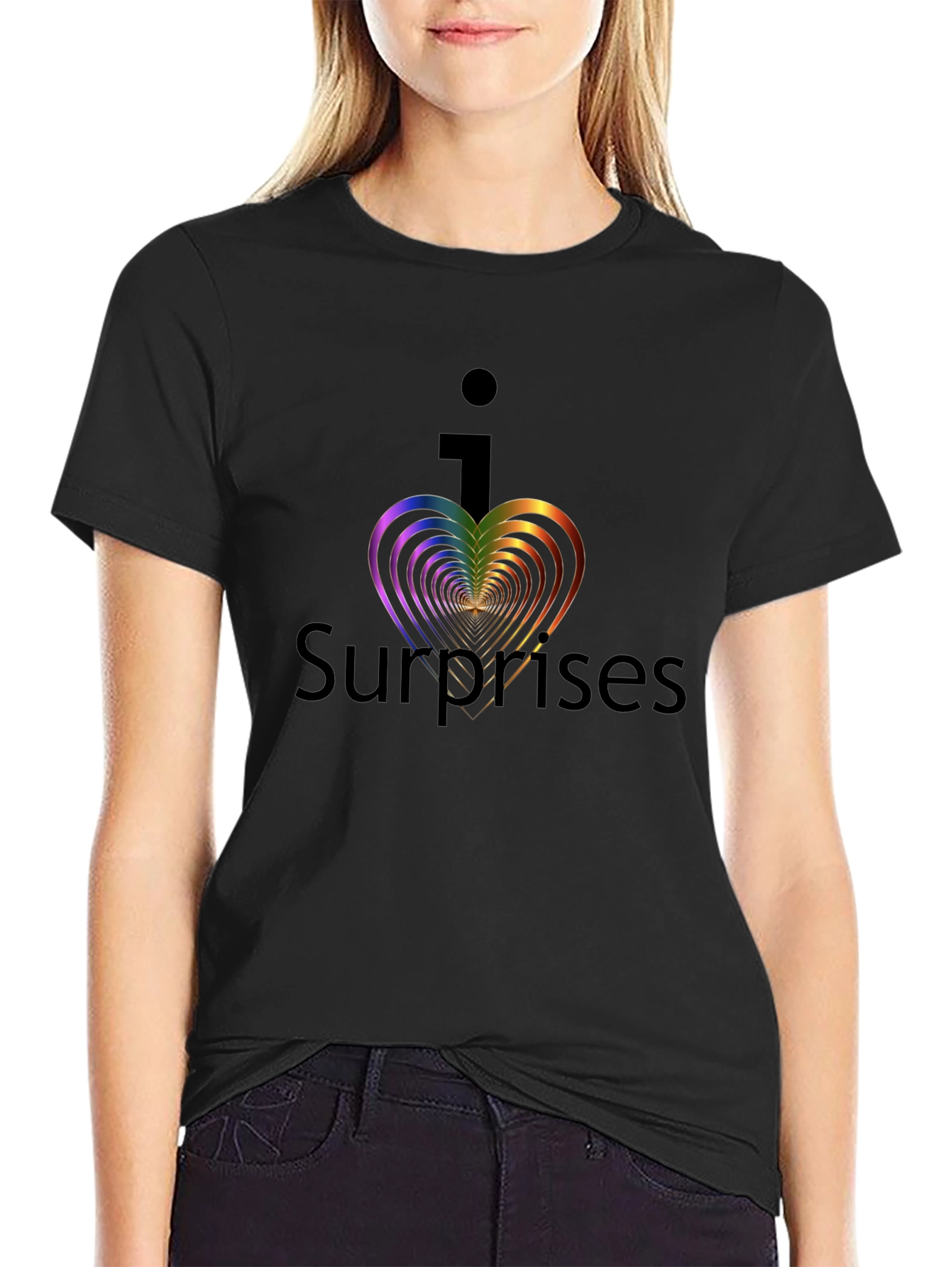 I Heart Surprises Graphic Tee - Black Unisex T-Shirt