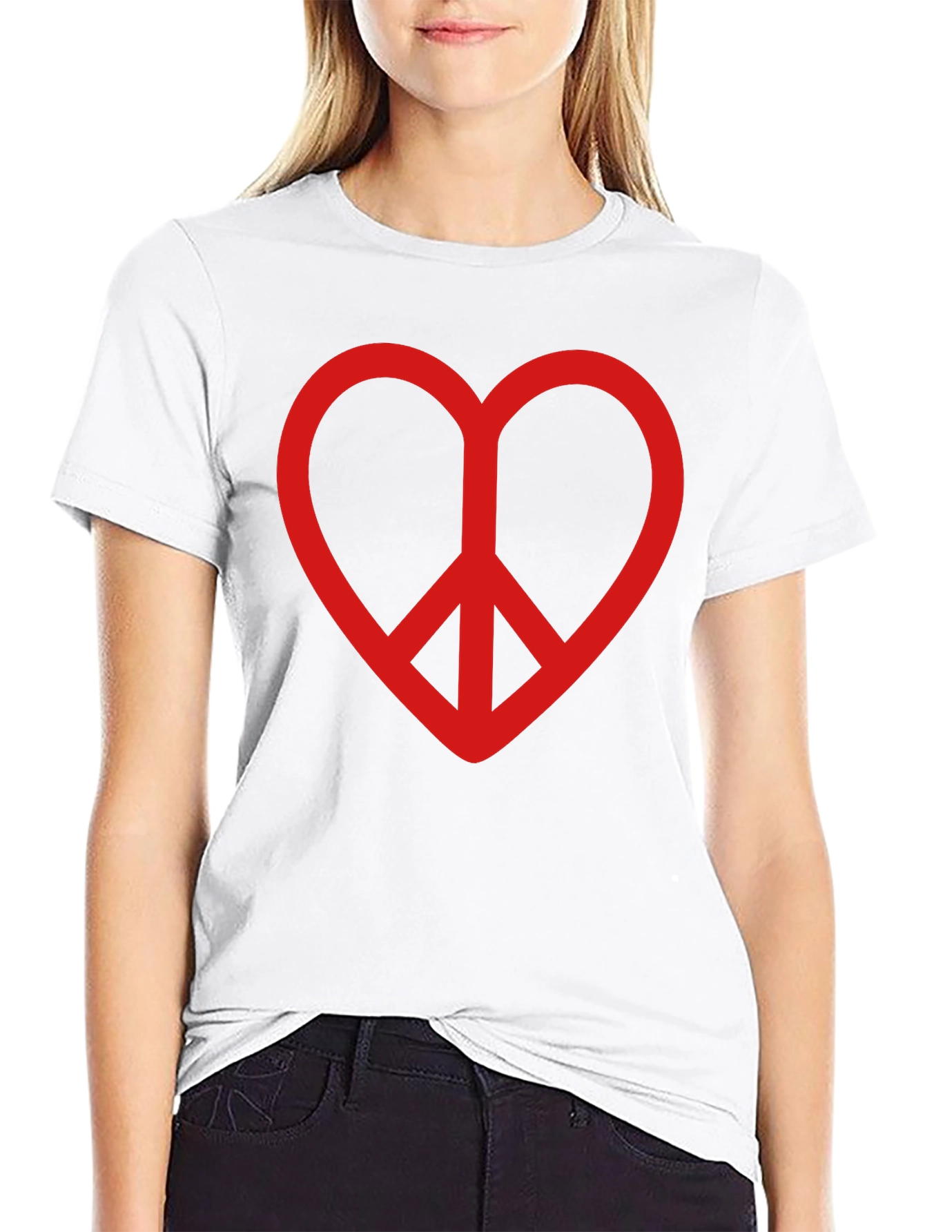 Heart Peace Sign Graphic Tee - Black