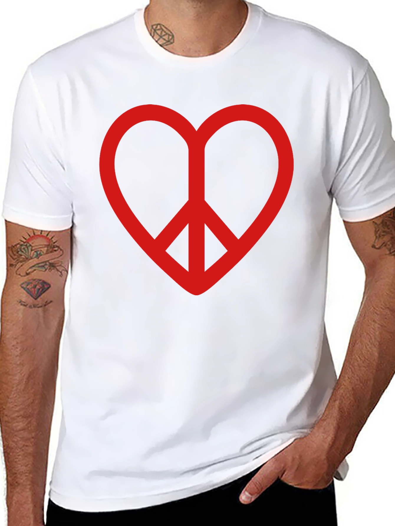 Heart Peace Sign Graphic Tee - Black