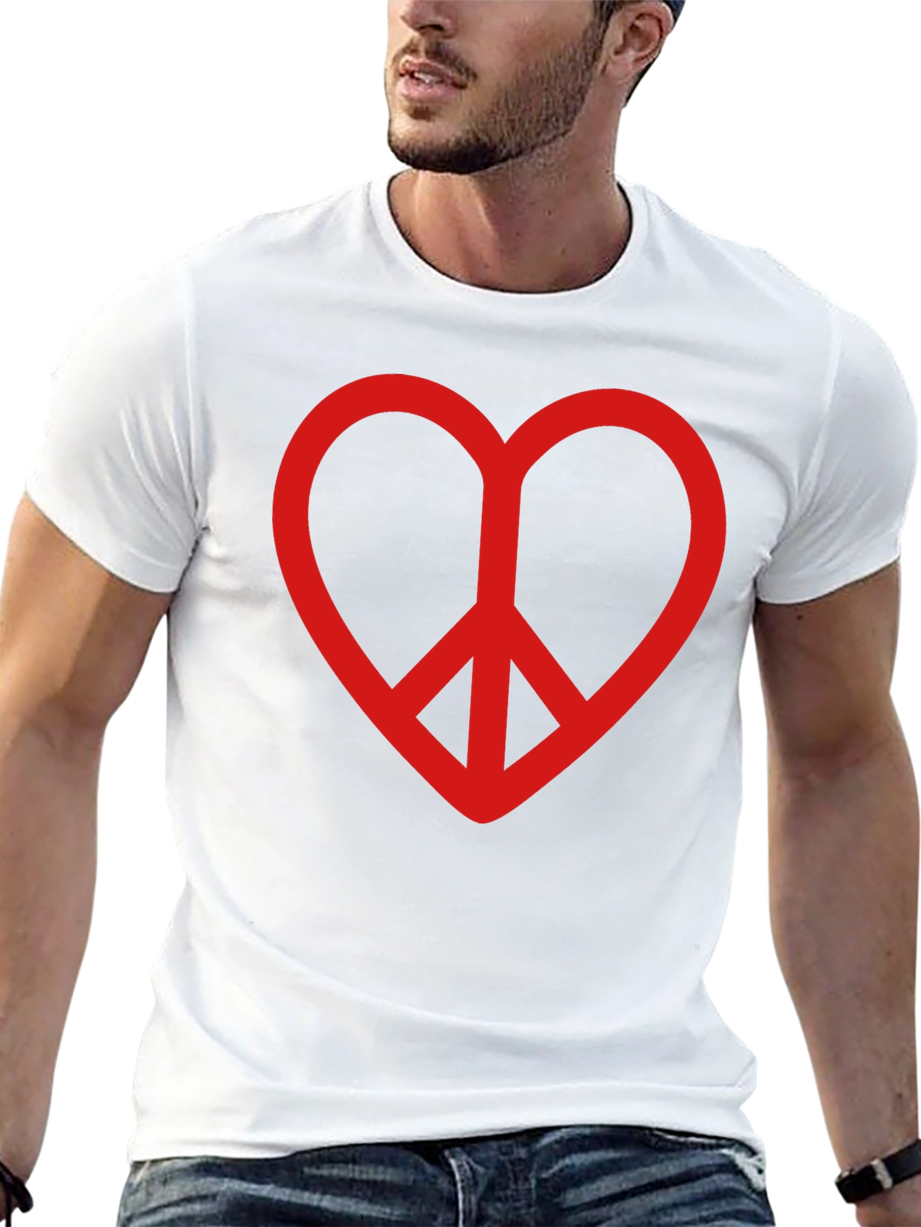 Heart Peace Sign Graphic Tee - Black