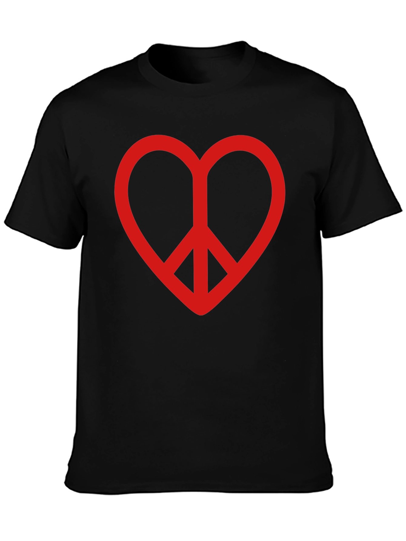 Heart Peace Sign Graphic Tee - Black