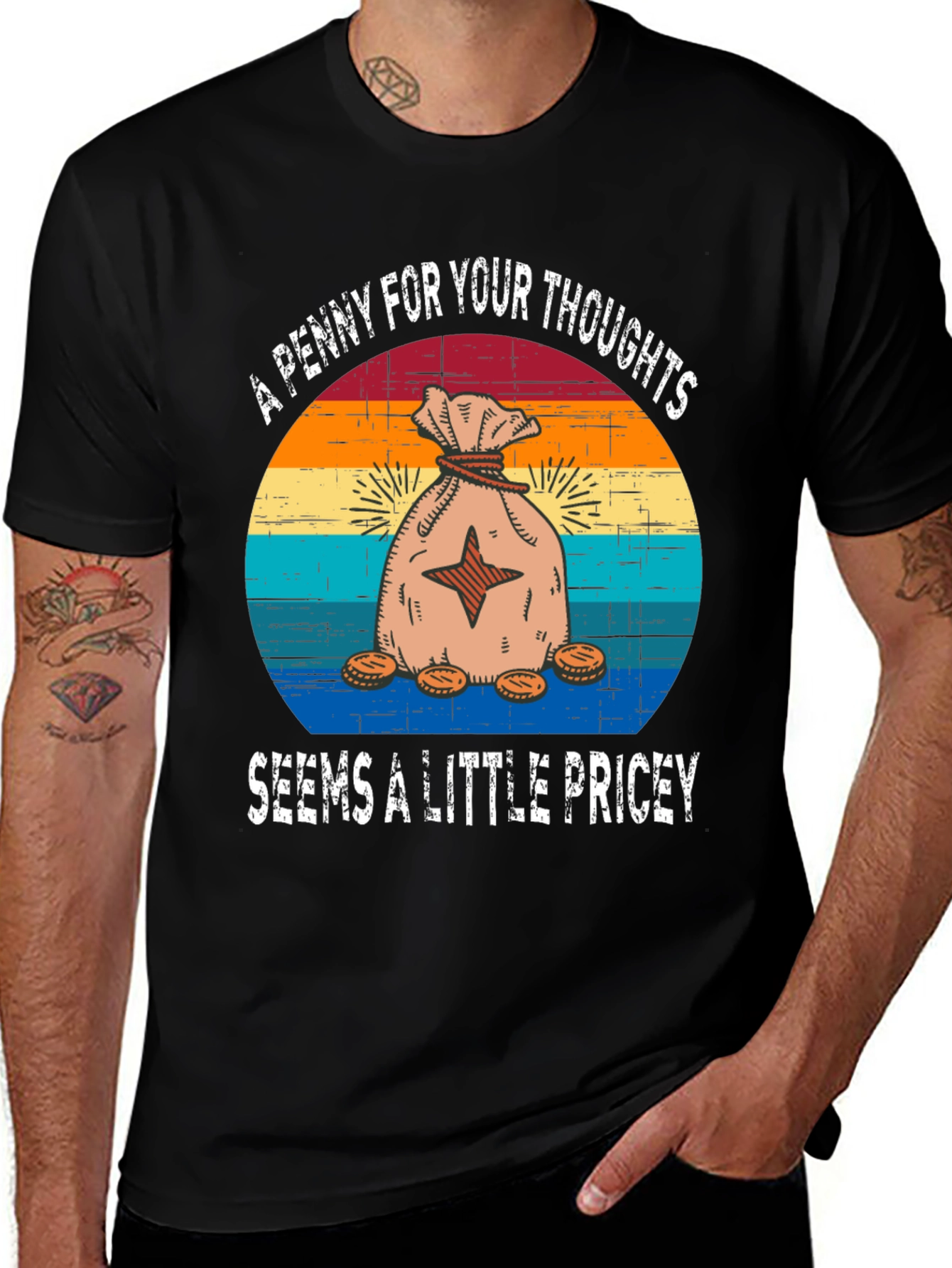 Funny Penny For Your Thoughts Graphic T-Shirt