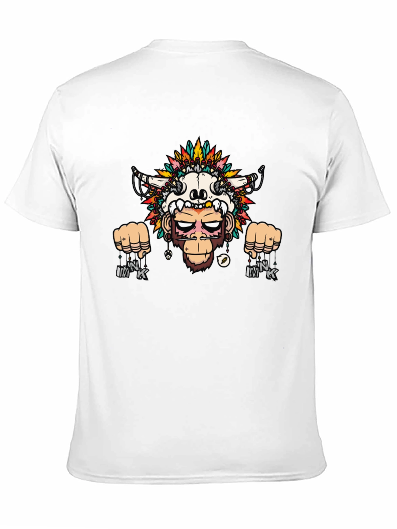 Monkey Skull Headdress Graphic Tee - Black