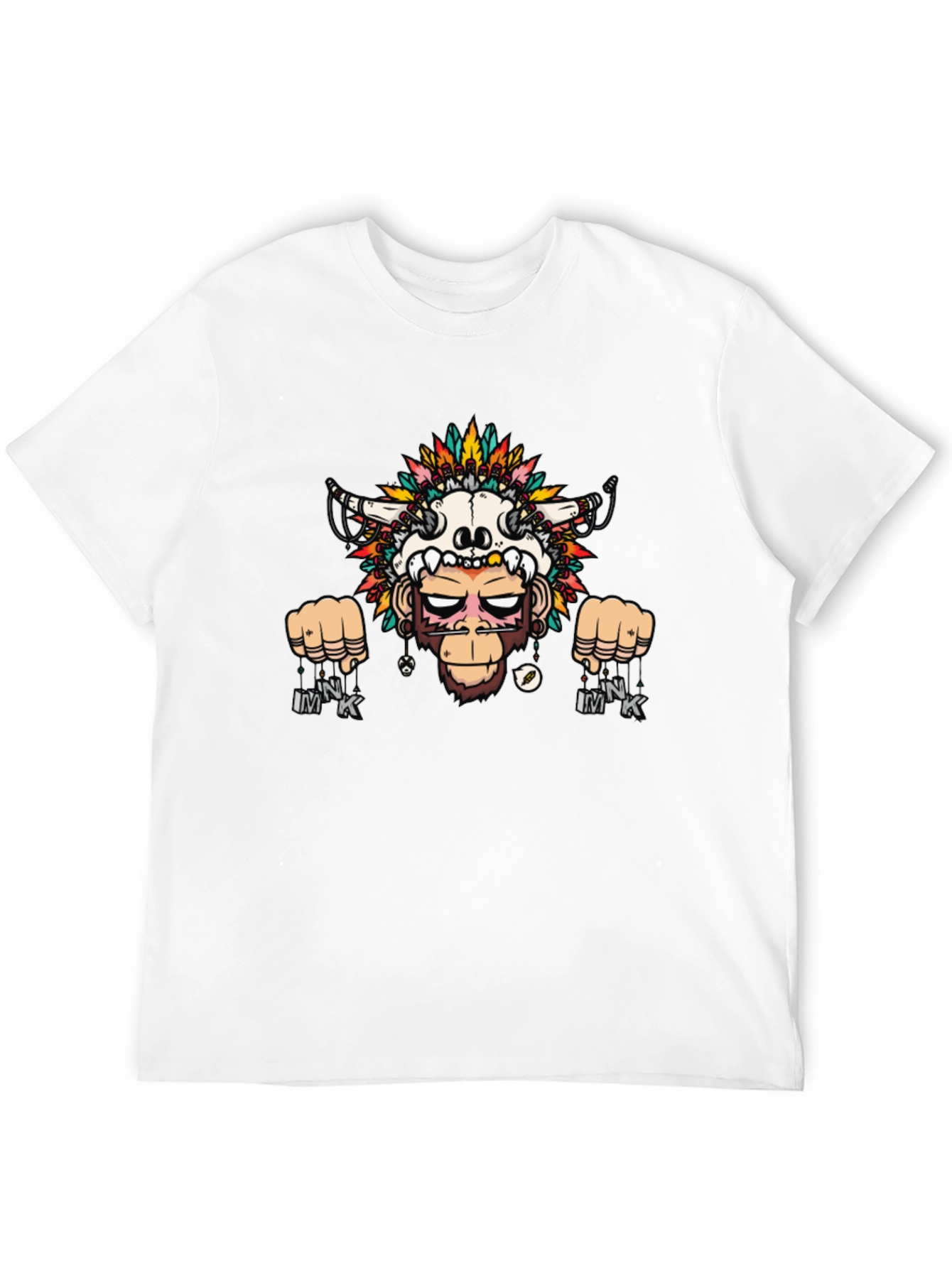 Monkey Skull Headdress Graphic Tee - Black