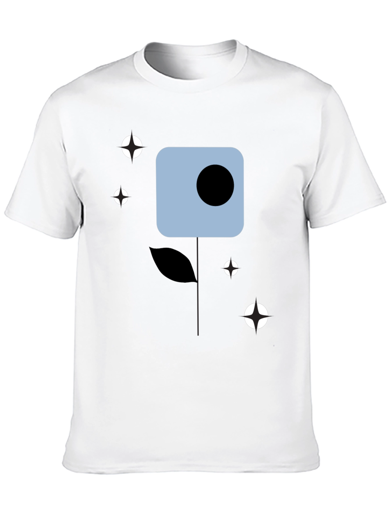Modern Abstract Flower Graphic Tee - Black Cotton Shirt