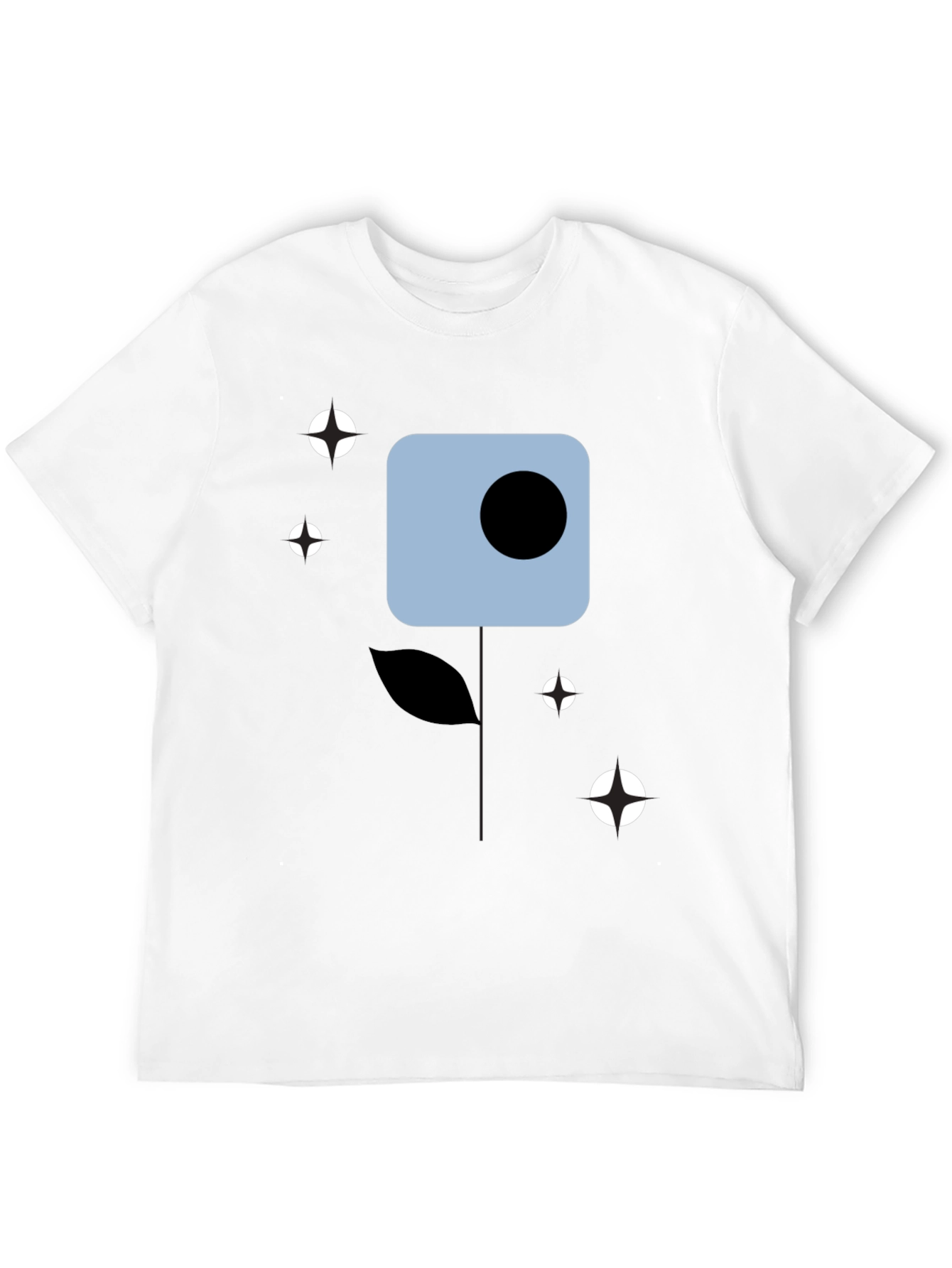 Modern Abstract Flower Graphic Tee - Black Cotton Shirt