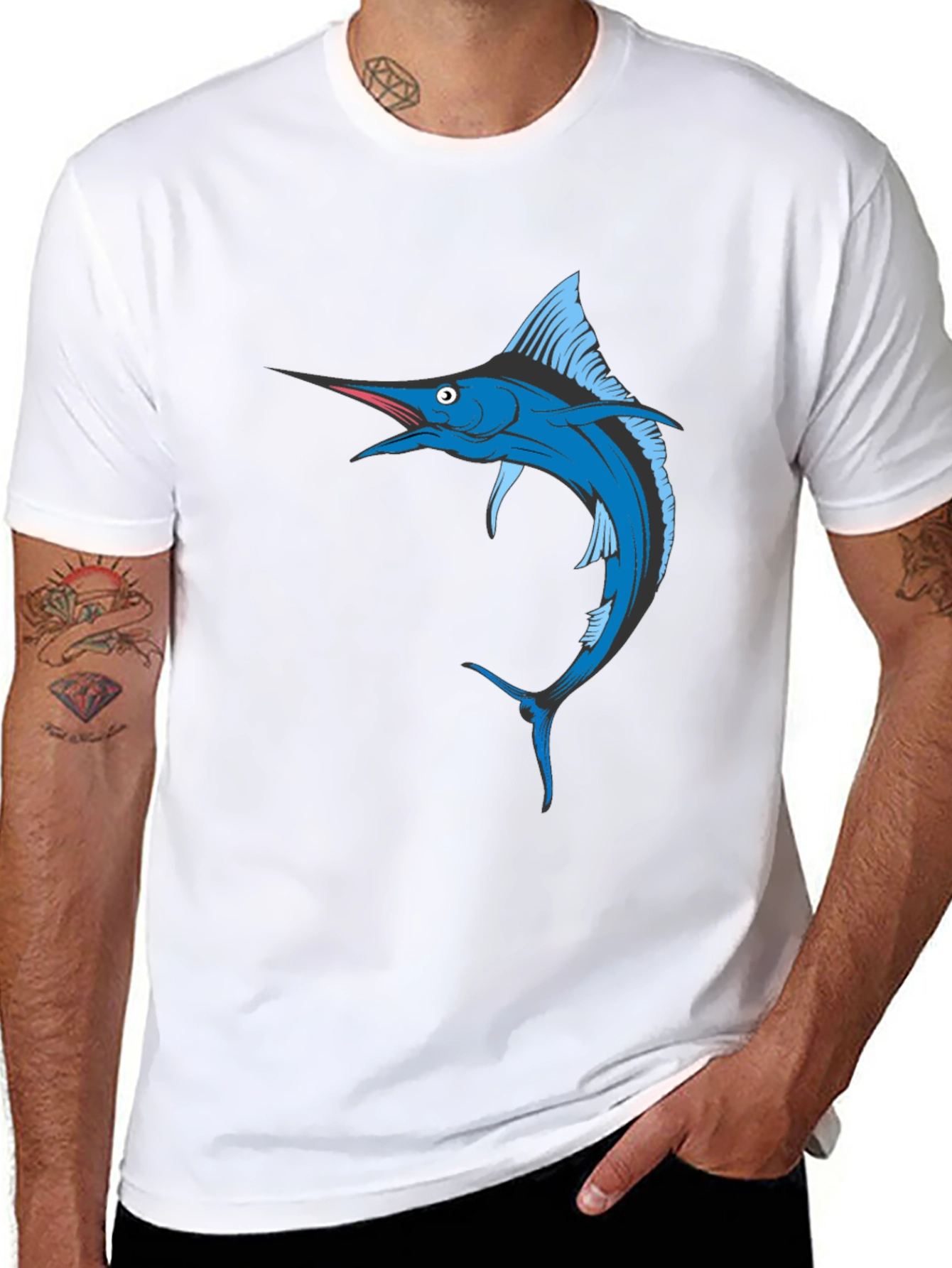 Marlin Graphic Tee - Black Cotton T-Shirt