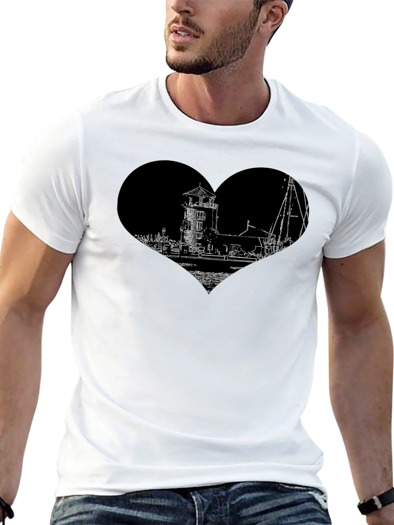 Lighthouse Heart Graphic Tee - Black