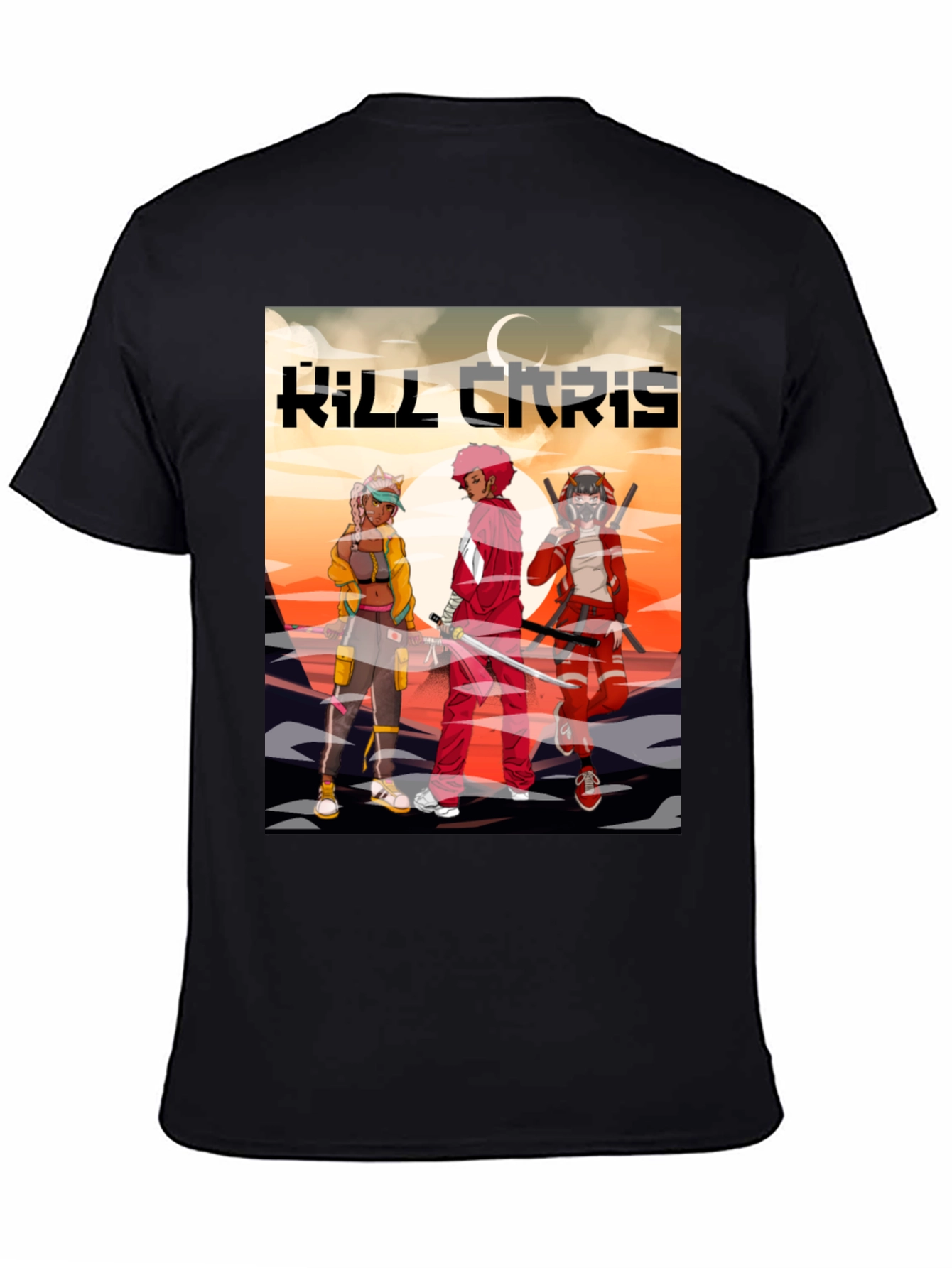 Kill Chris Anime Graphic Black T-Shirt