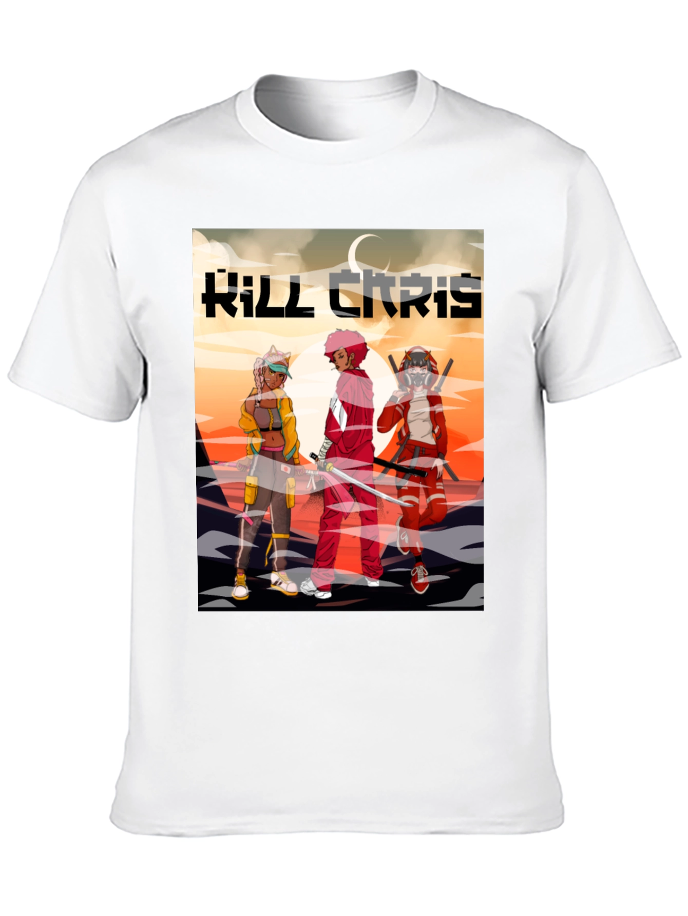 Kill Chris Anime Graphic Black T-Shirt