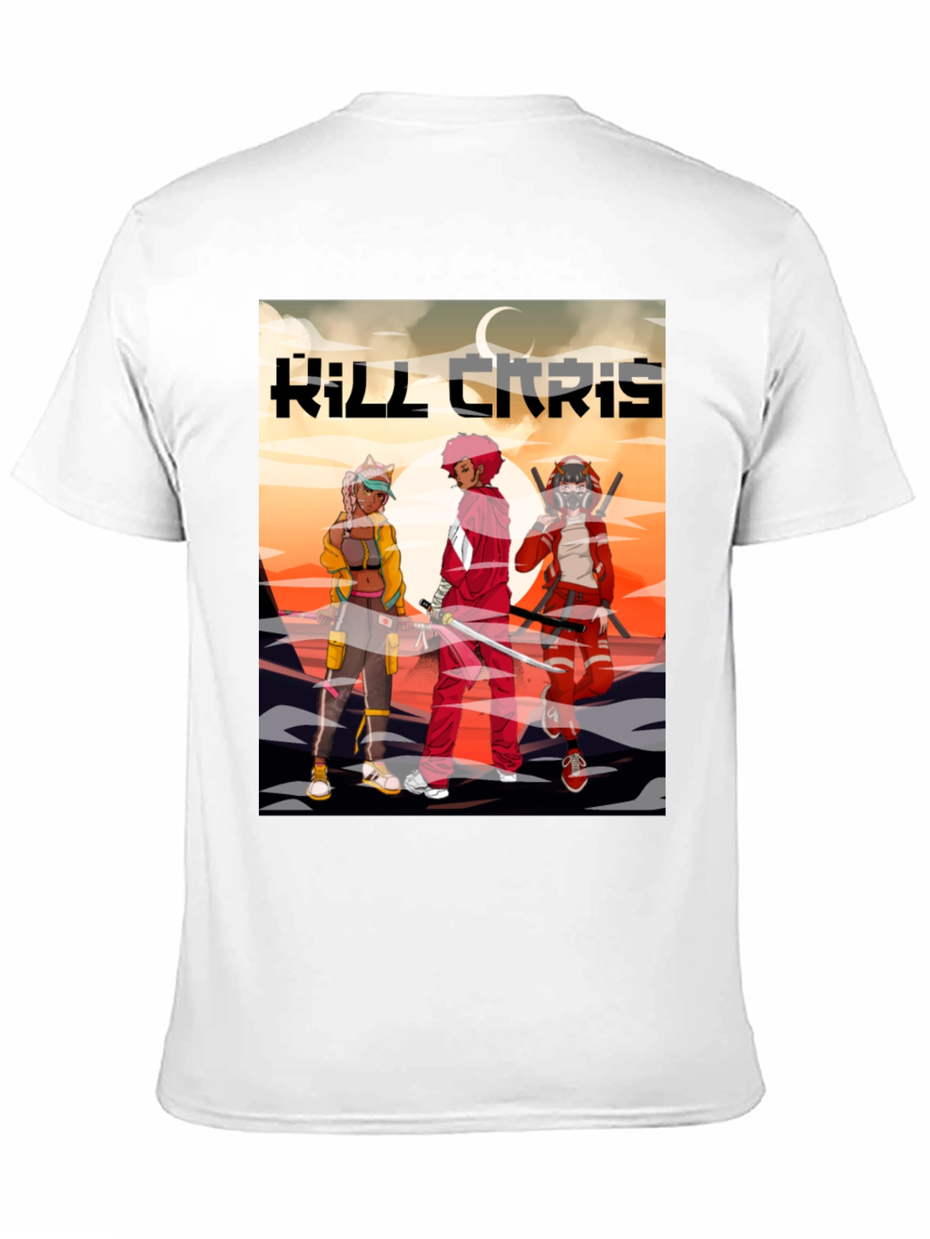 Kill Chris Anime Graphic Black T-Shirt