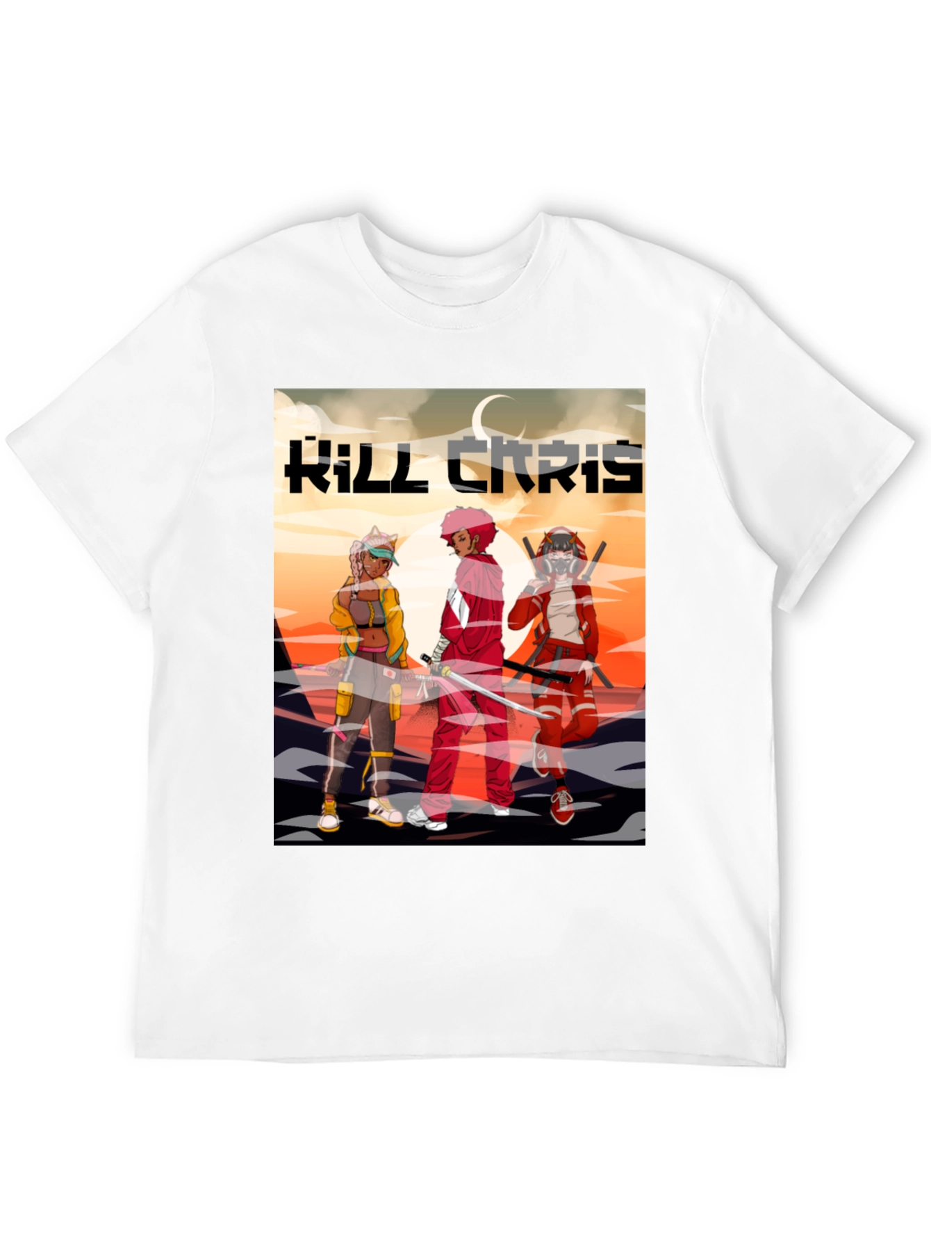 Kill Chris Anime Graphic Black T-Shirt