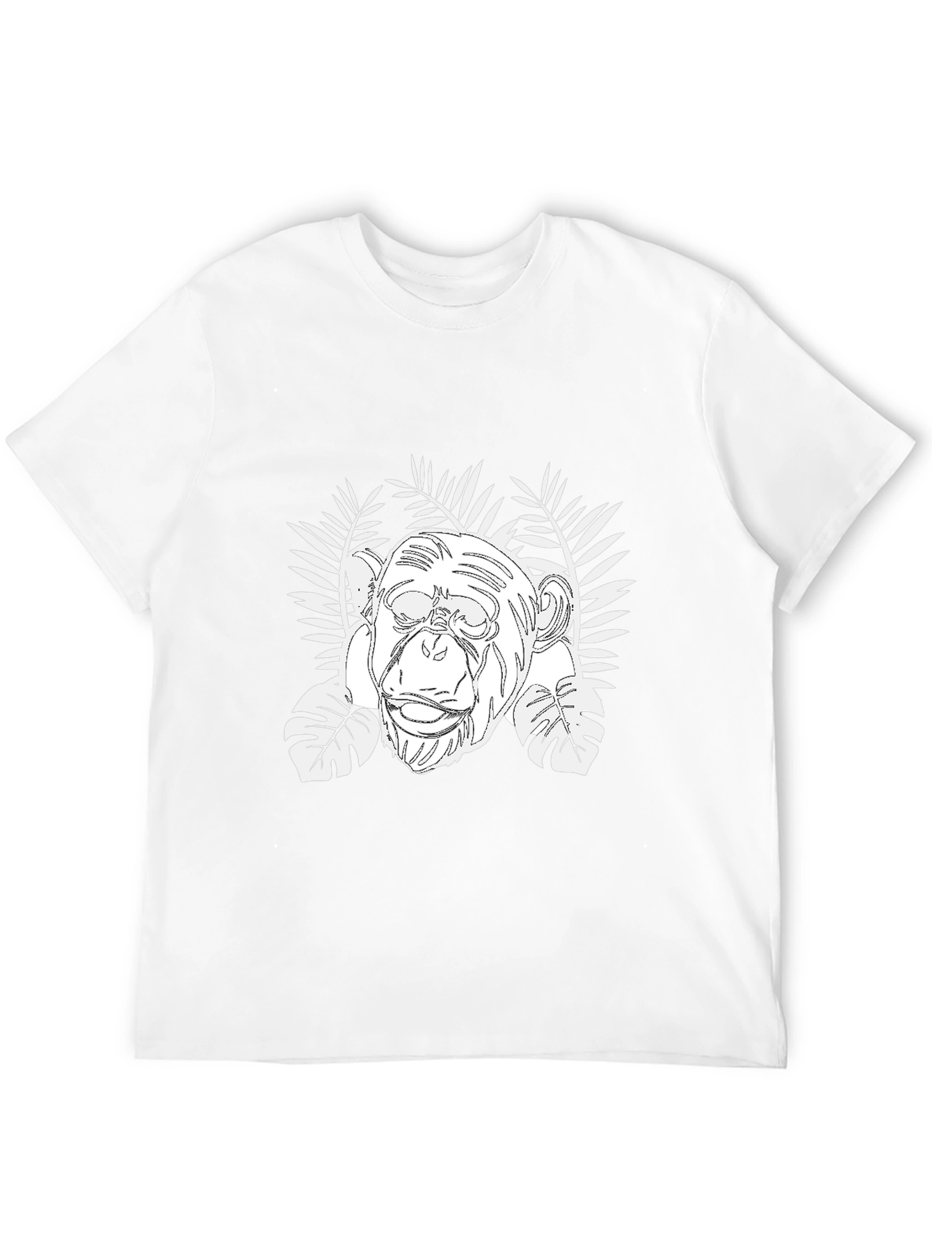 Chimpanzee & Tropical Leaves Graphic T-Shirt