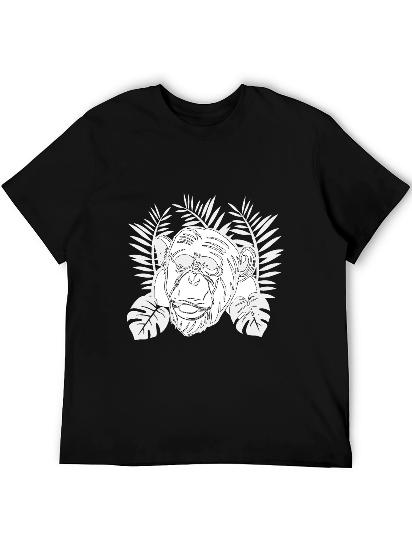 Chimpanzee & Tropical Leaves Graphic T-Shirt
