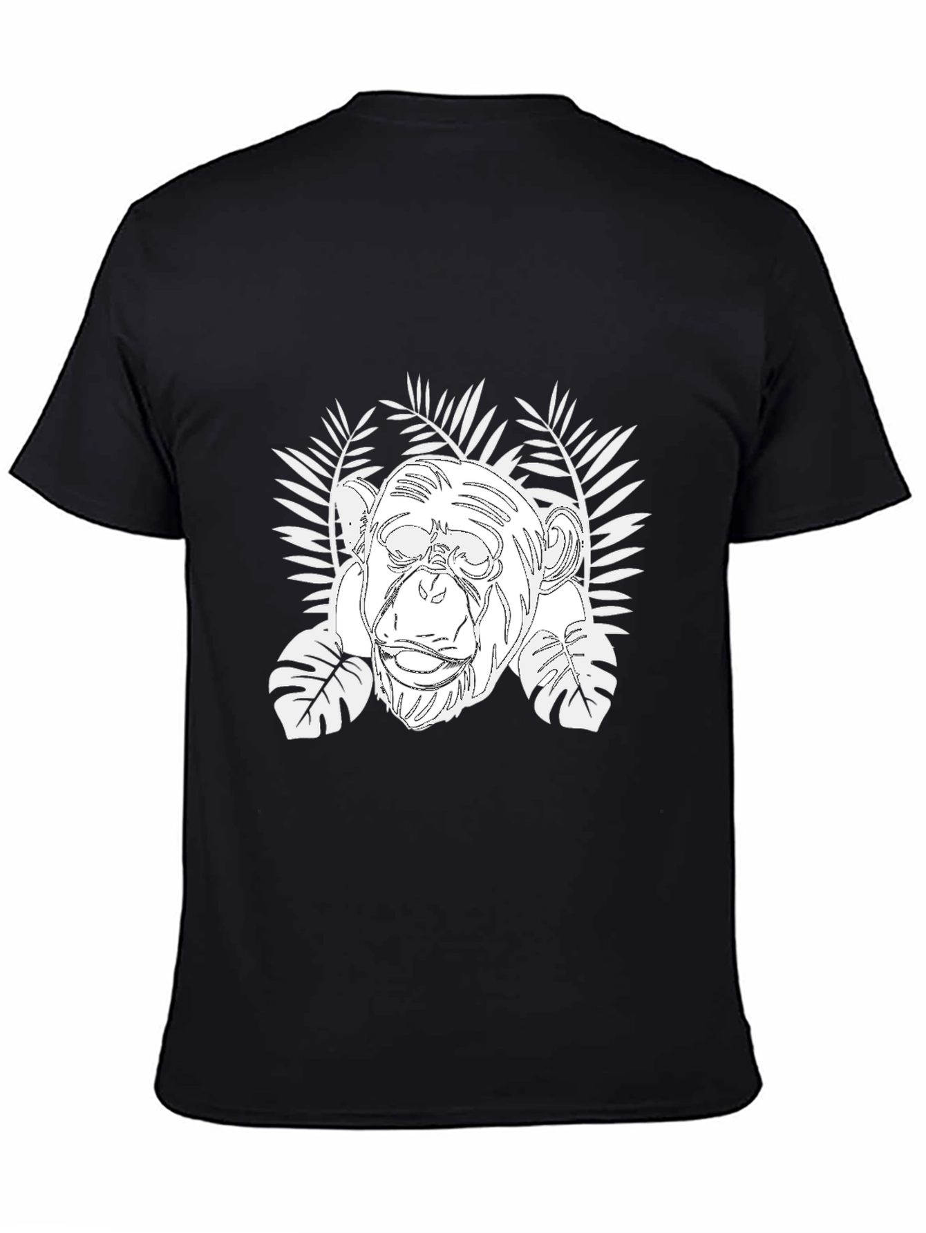 Chimpanzee & Tropical Leaves Graphic T-Shirt