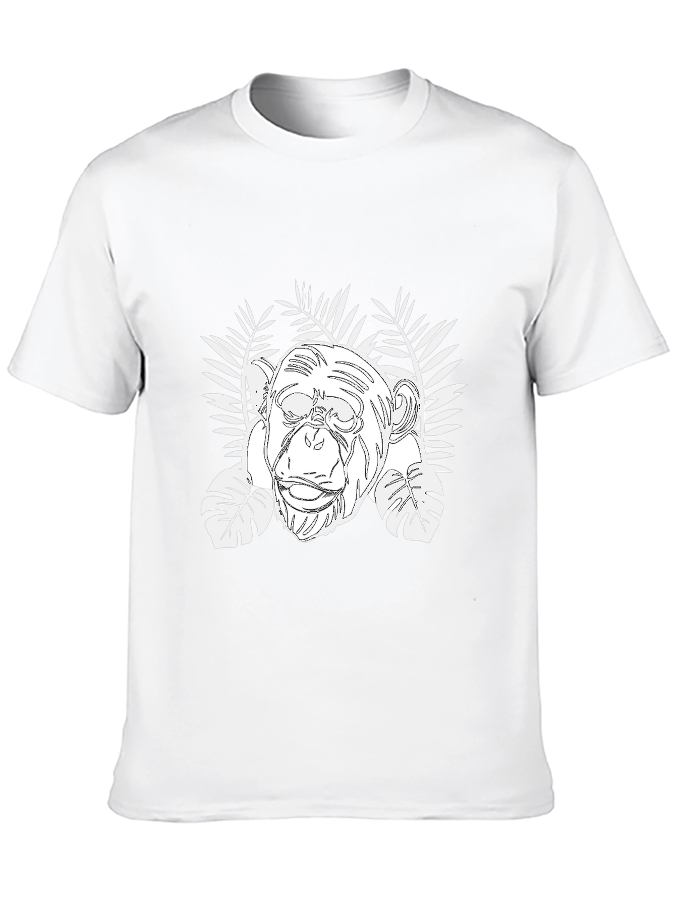 Chimpanzee & Tropical Leaves Graphic T-Shirt