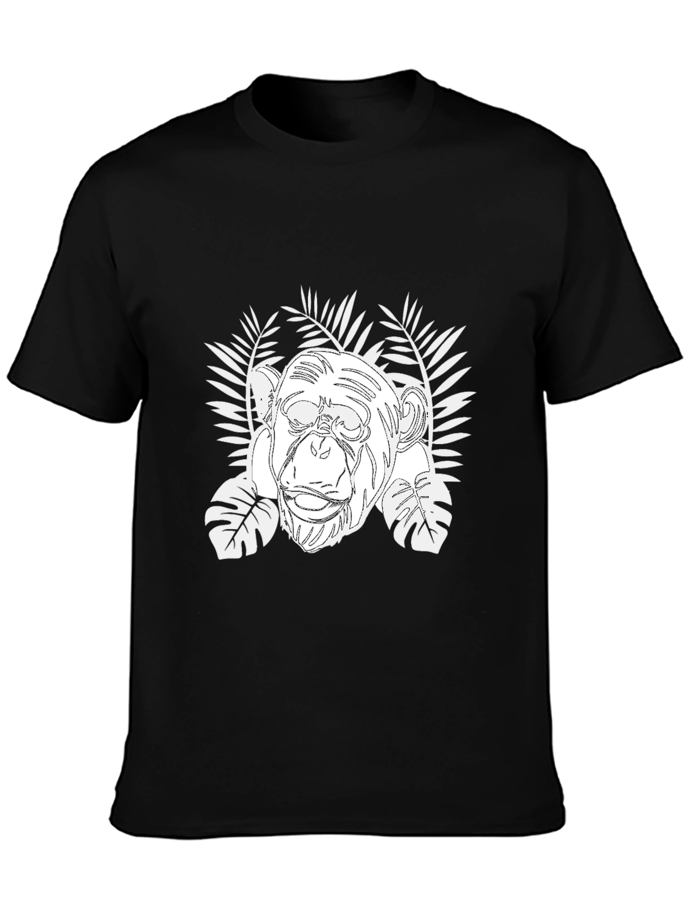 Chimpanzee & Tropical Leaves Graphic T-Shirt