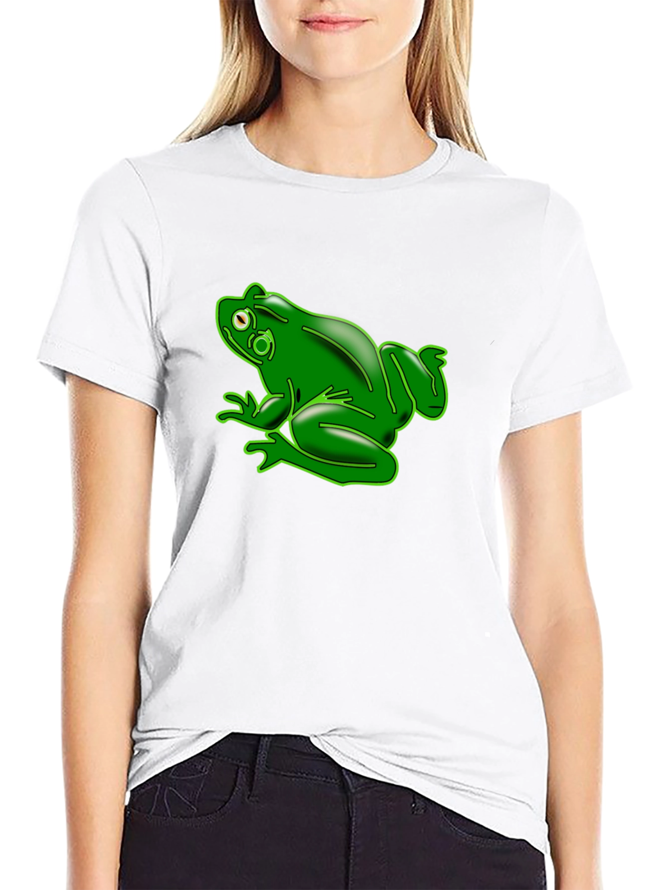 Green Frog Graphic Black T-Shirt