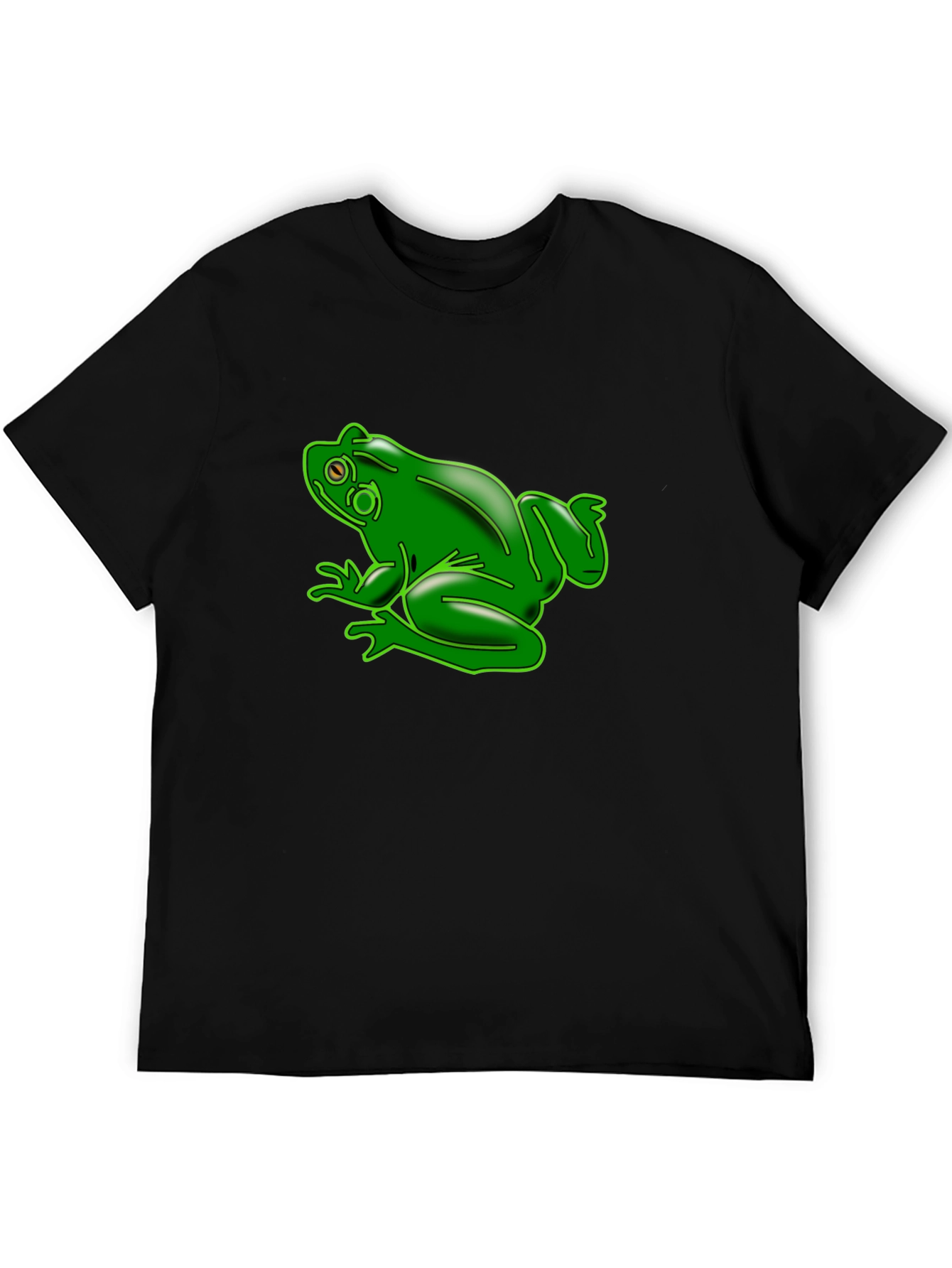 Green Frog Graphic Black T-Shirt
