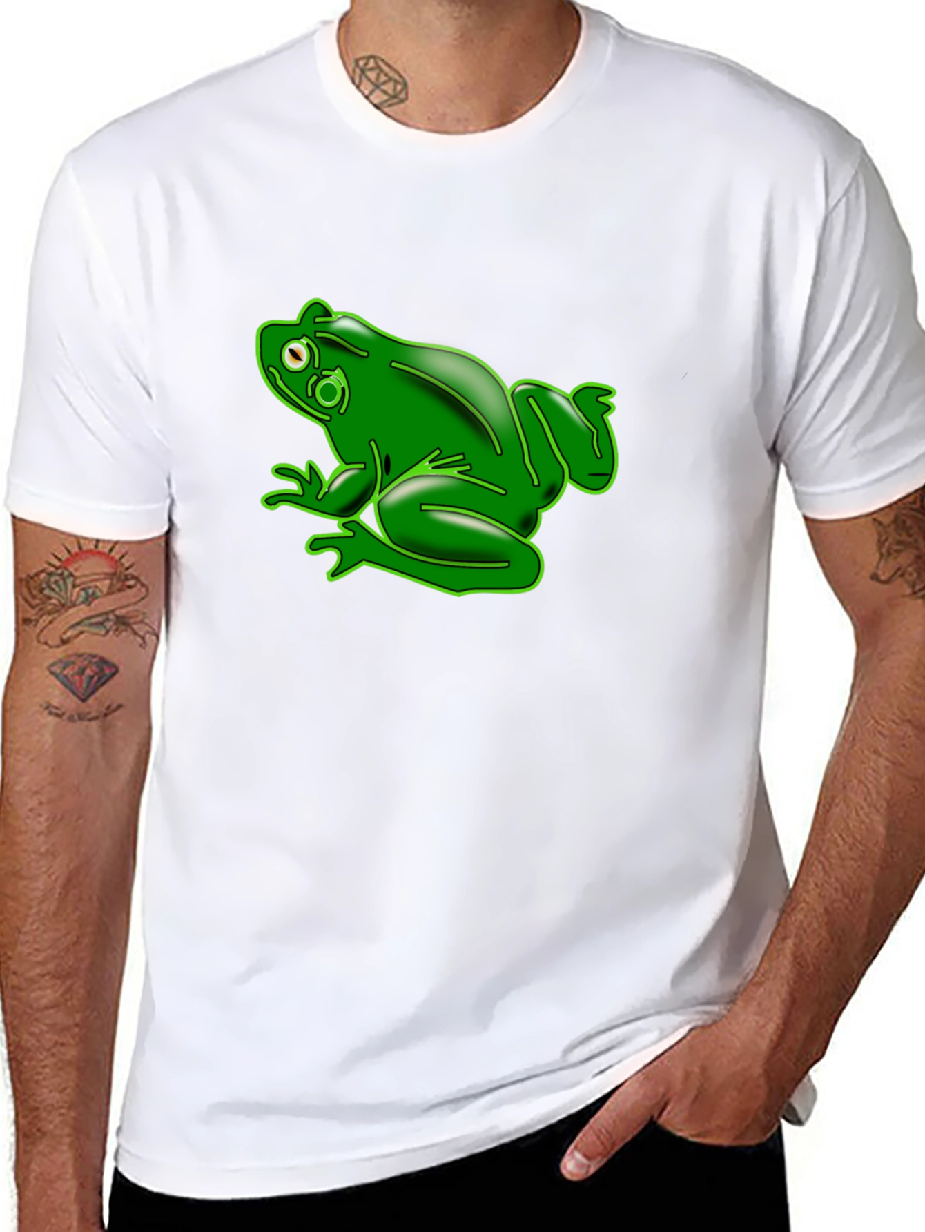 Green Frog Graphic Black T-Shirt
