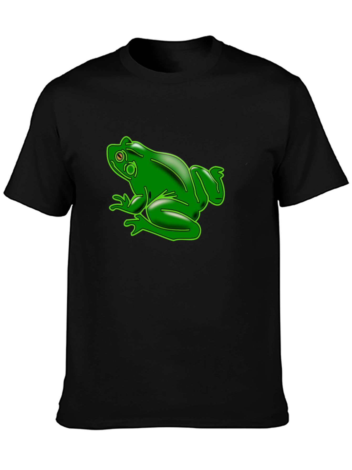 Green Frog Graphic Black T-Shirt