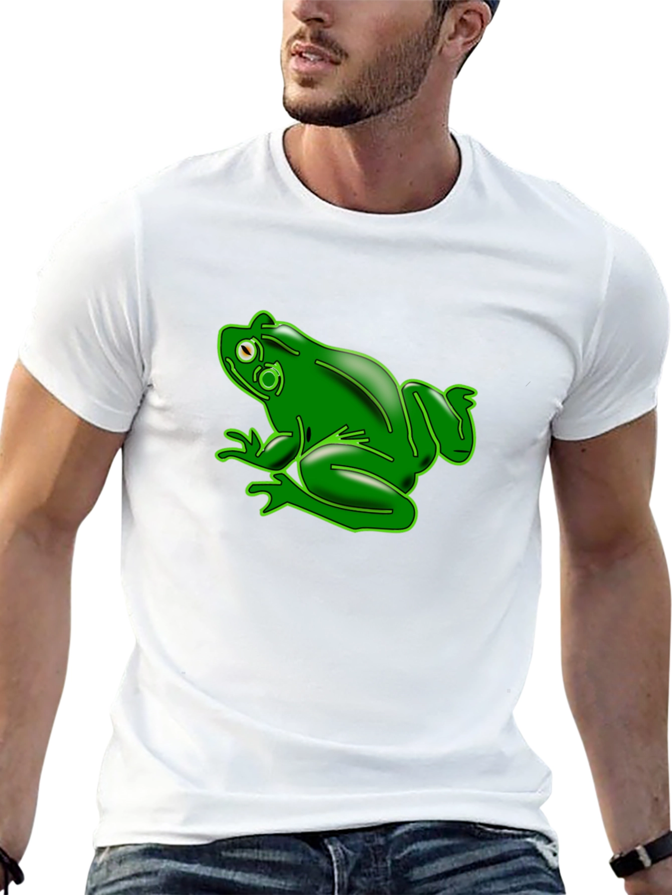 Green Frog Graphic Black T-Shirt