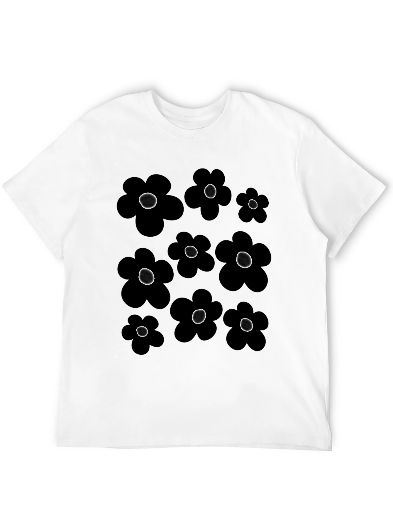 Black Floral Pattern T-Shirt