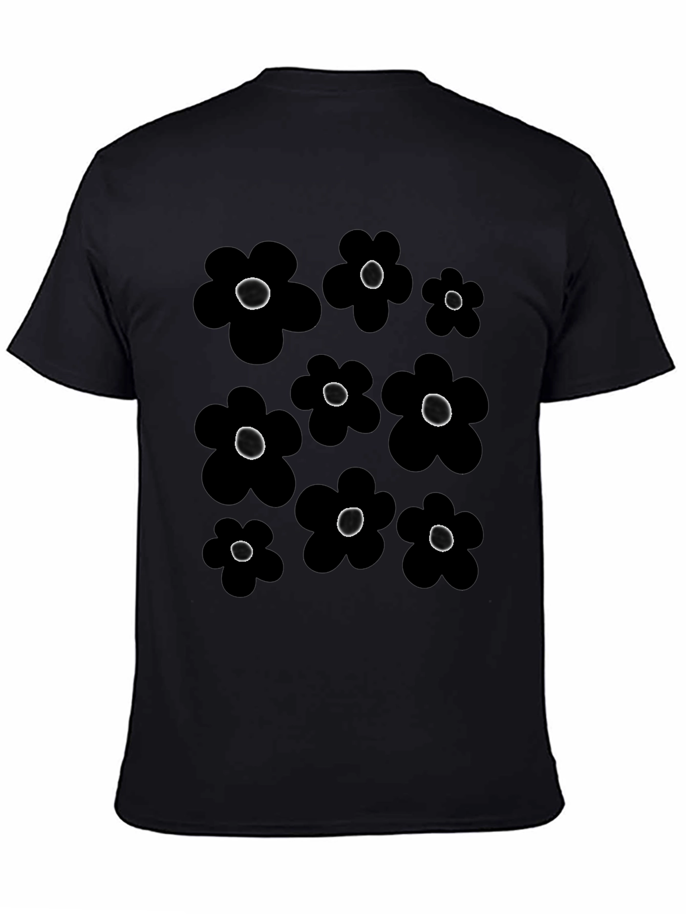 Black Floral Pattern T-Shirt
