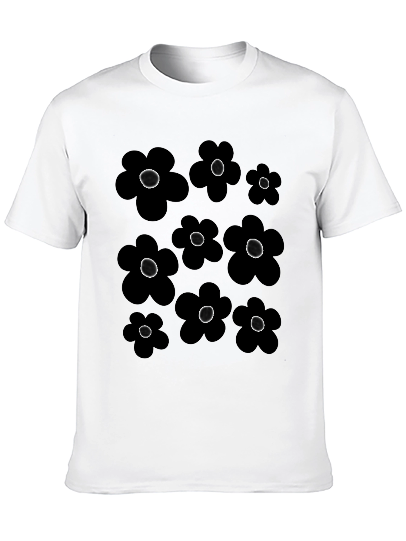 Black Floral Pattern T-Shirt