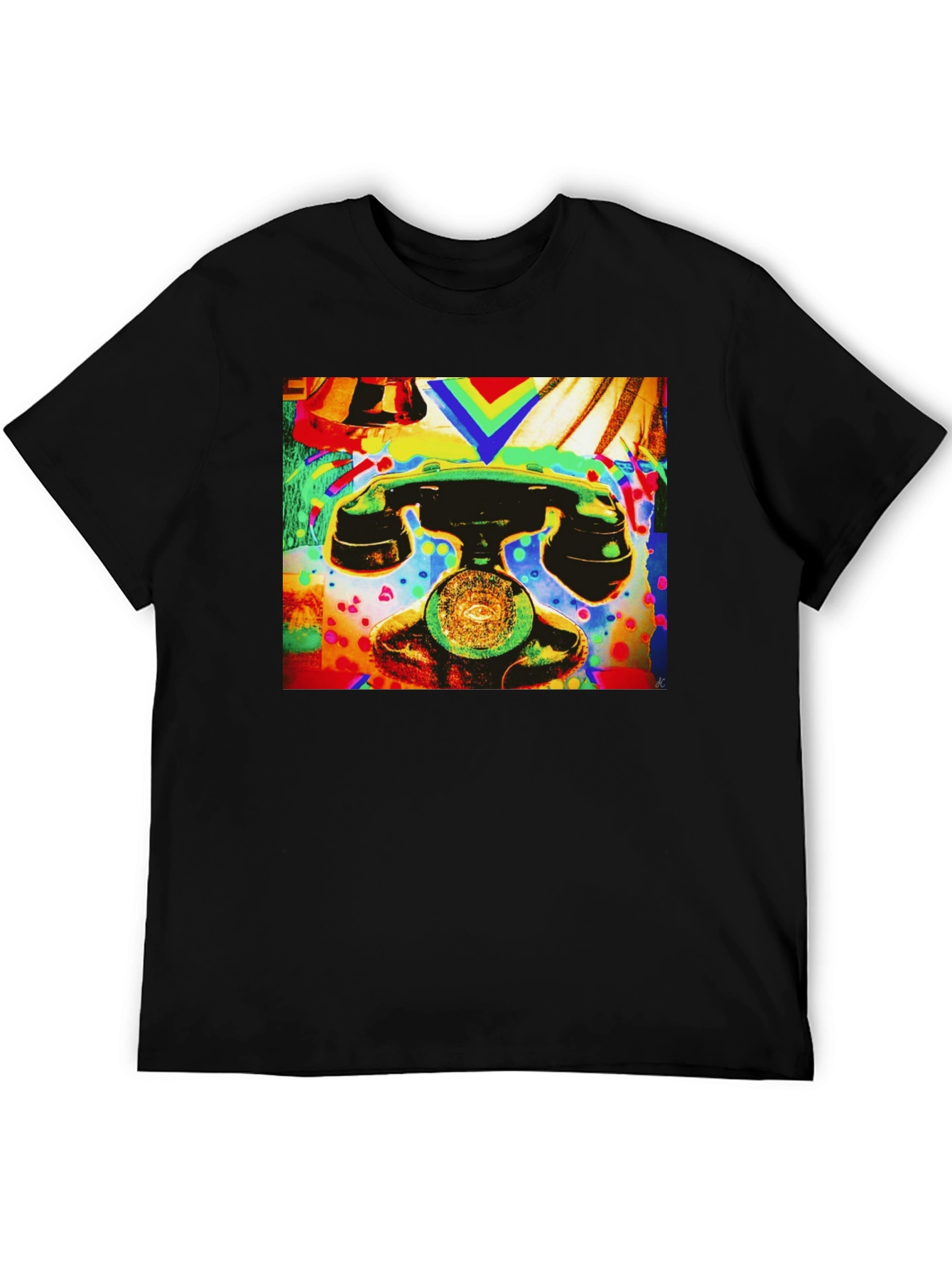 Retro Phone Graphic Tee - Vivid Art Design