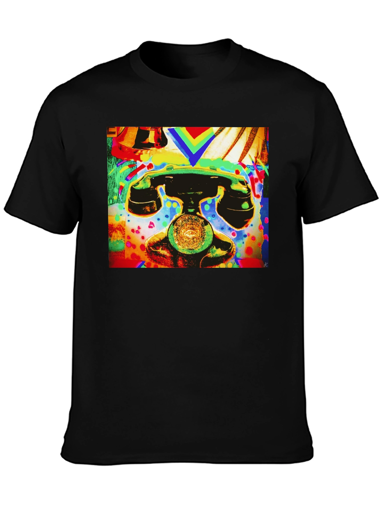 Retro Phone Graphic Tee - Vivid Art Design