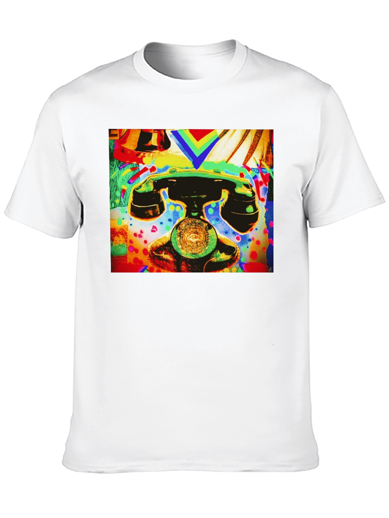 Retro Phone Graphic Tee - Vivid Art Design